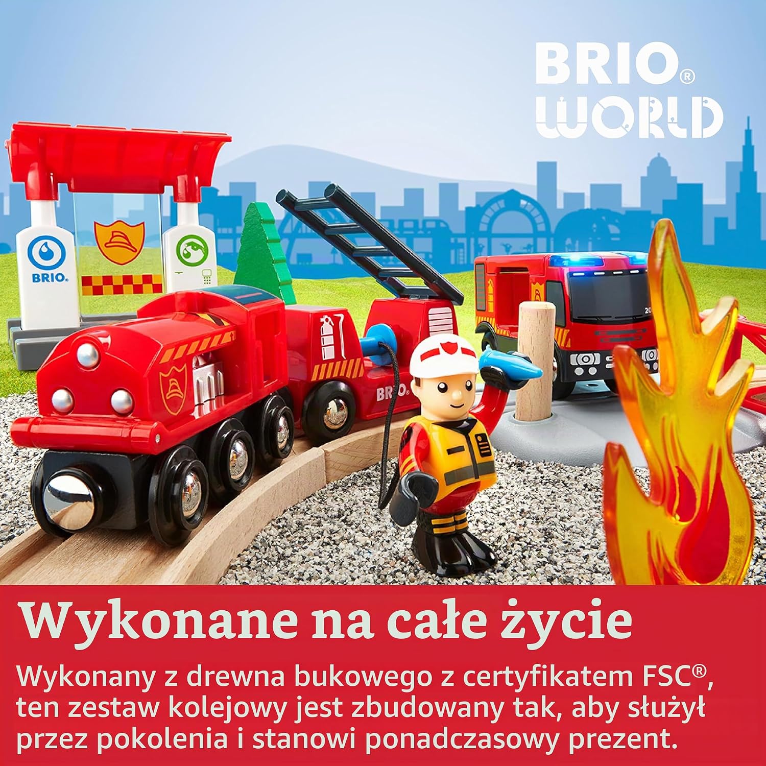 Thumbnail 6 de BRIO World Rescue Firefighter Set – drewniana kolejka strażacka ze światłem i syreną