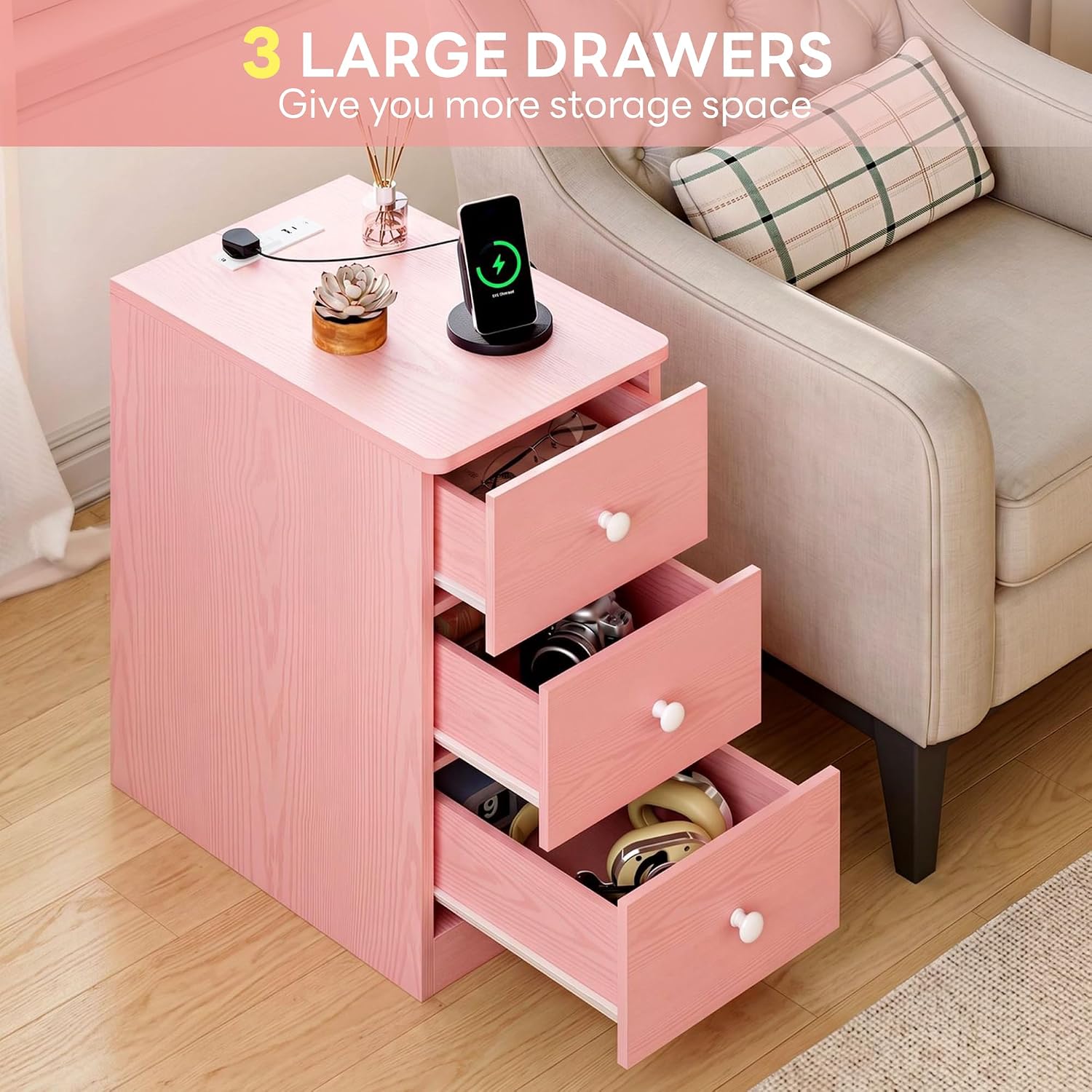 Detalle 1 de LIKIMIO Nightstand Pink