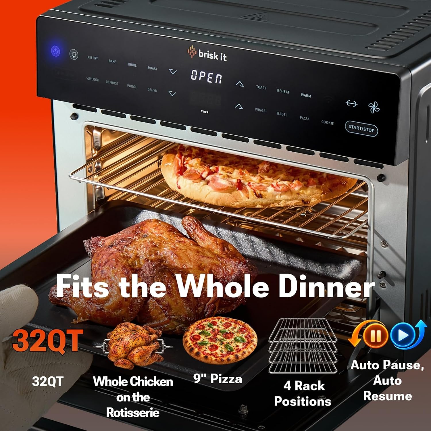 Detalle de Brisk It Air Fryer Toaster Oven 32 QT
