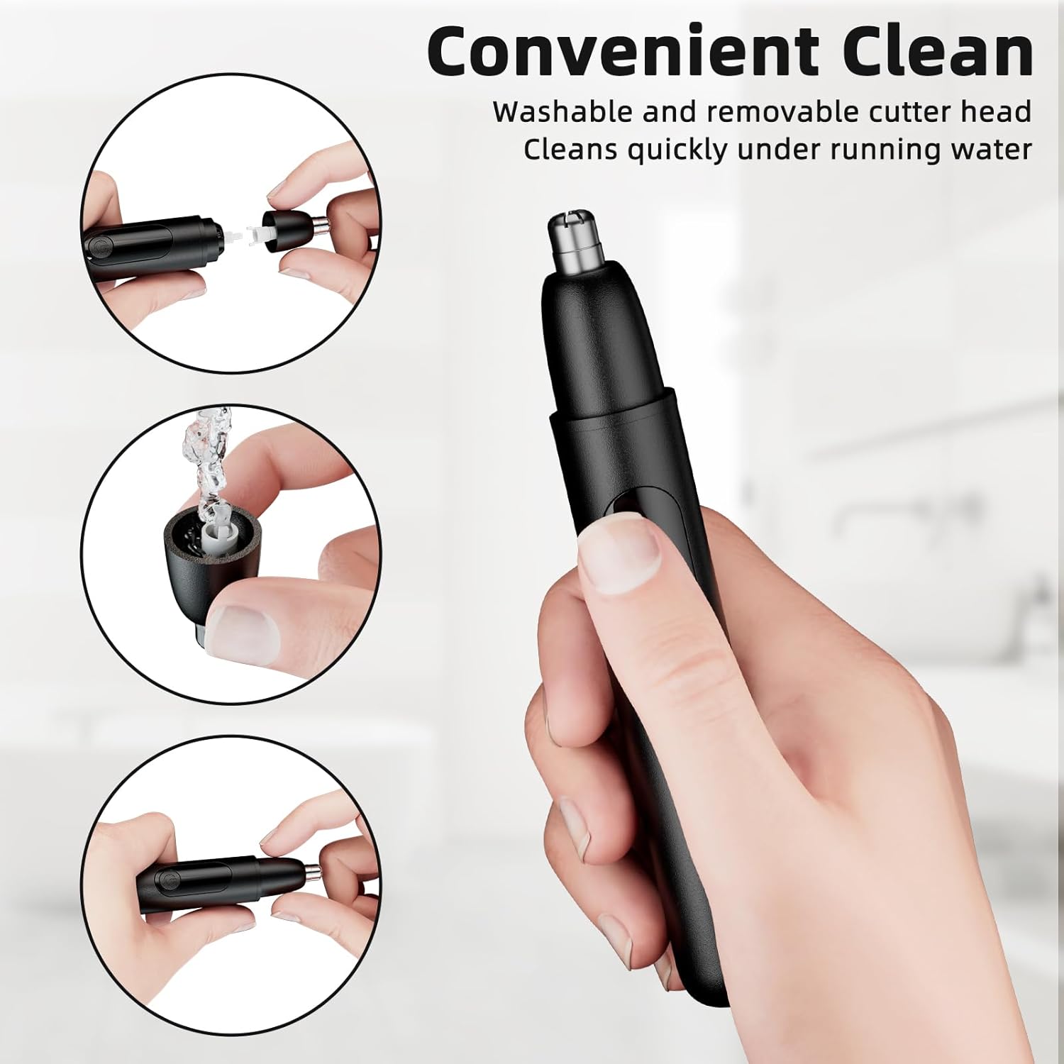 Thumbnail 5 de Nose Hair Trimmer – Rechargeable cordless nose and eyebrow trimming tool with LED light and dual-edge blades