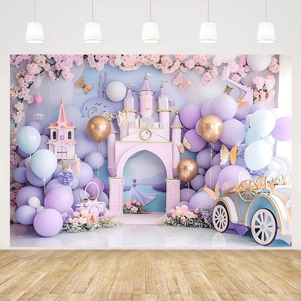 Mehofond 10x7ft Purple Birthday Backdrop