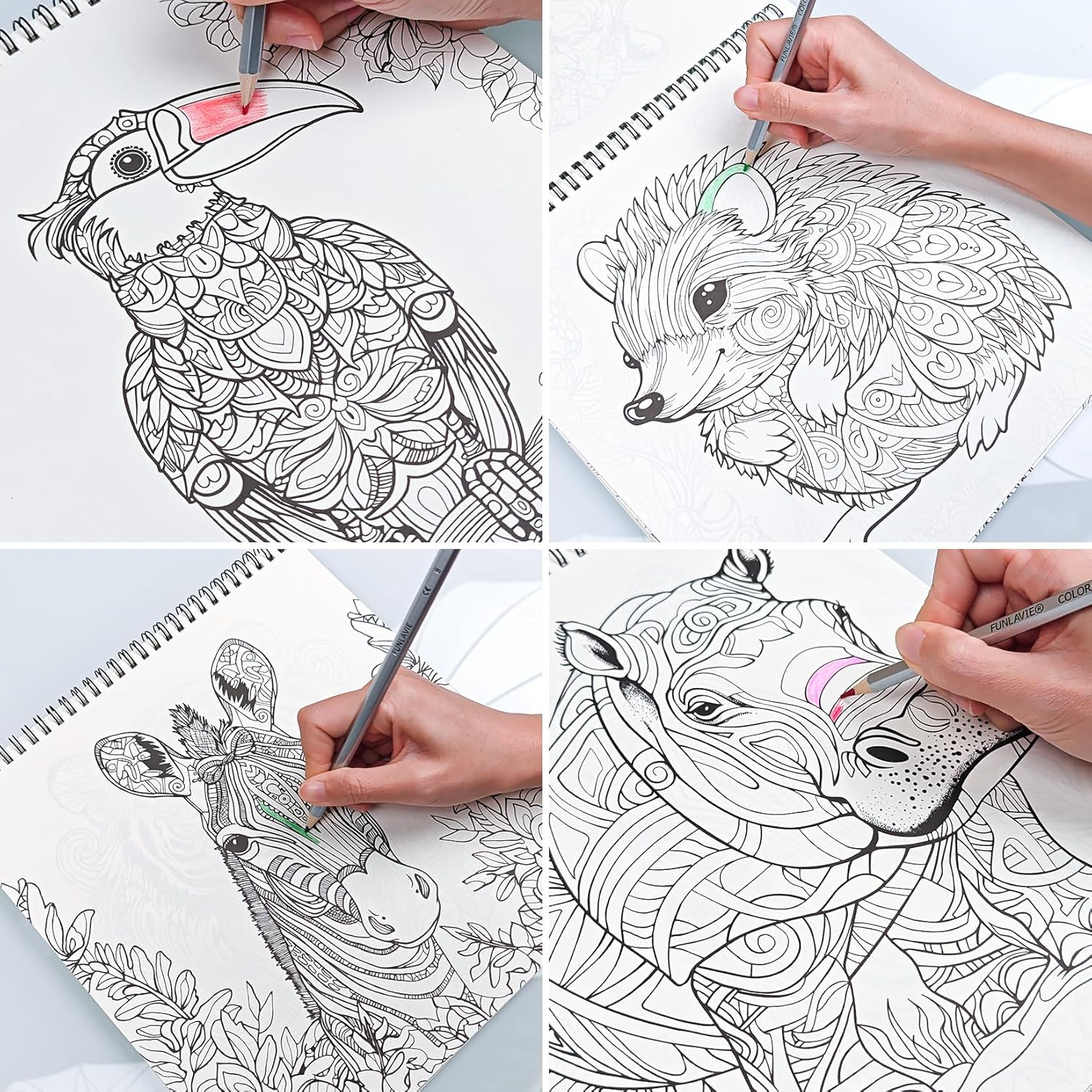 Thumbnail 6 de FUN LAVIE Mandala-Malbuch Tiere für Erwachsene mit Spiralbindung (32 Designs, 25 x 23 cm)
