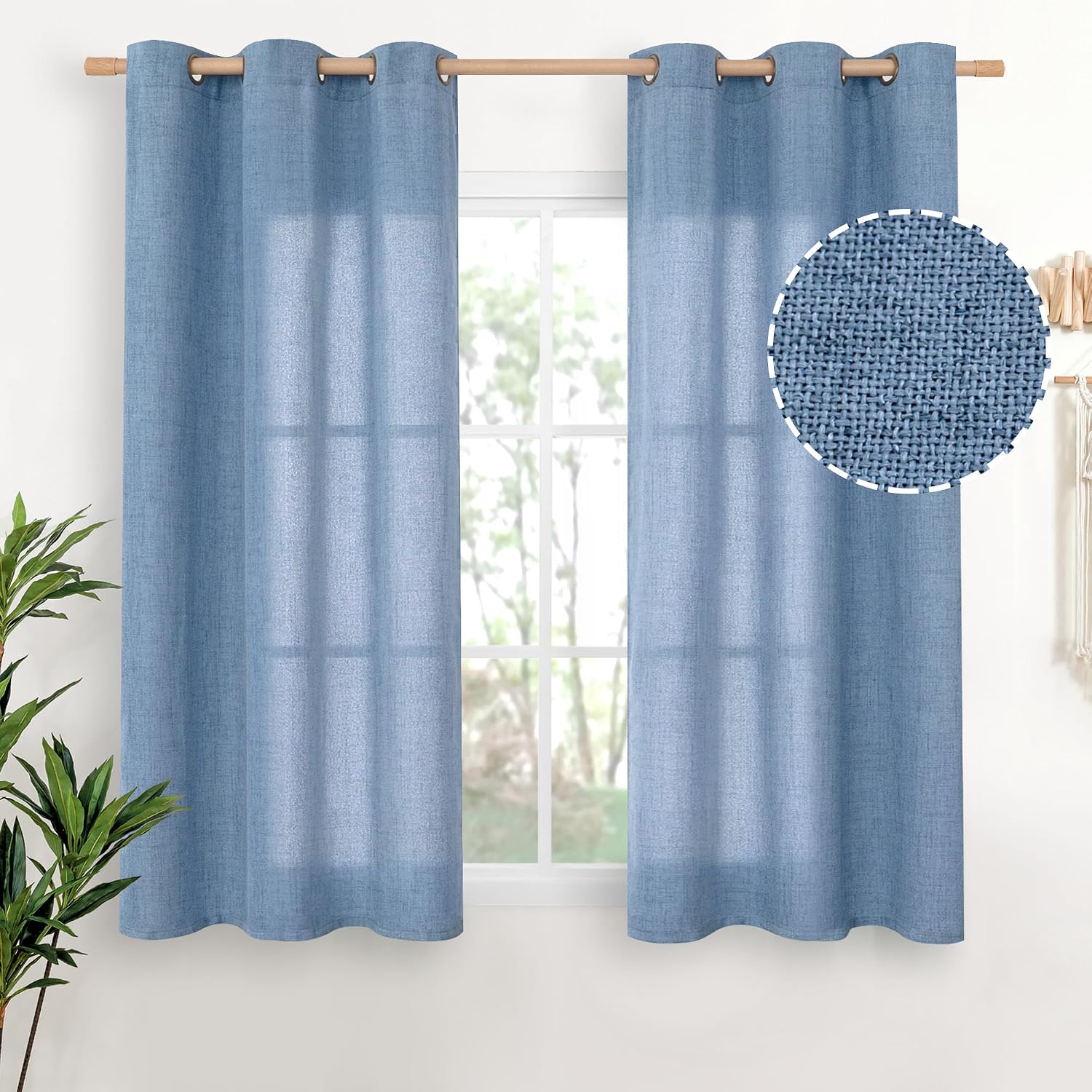 Detalle de YoungsTex Light-Filtering Curtains, 42 x 54 Inches
