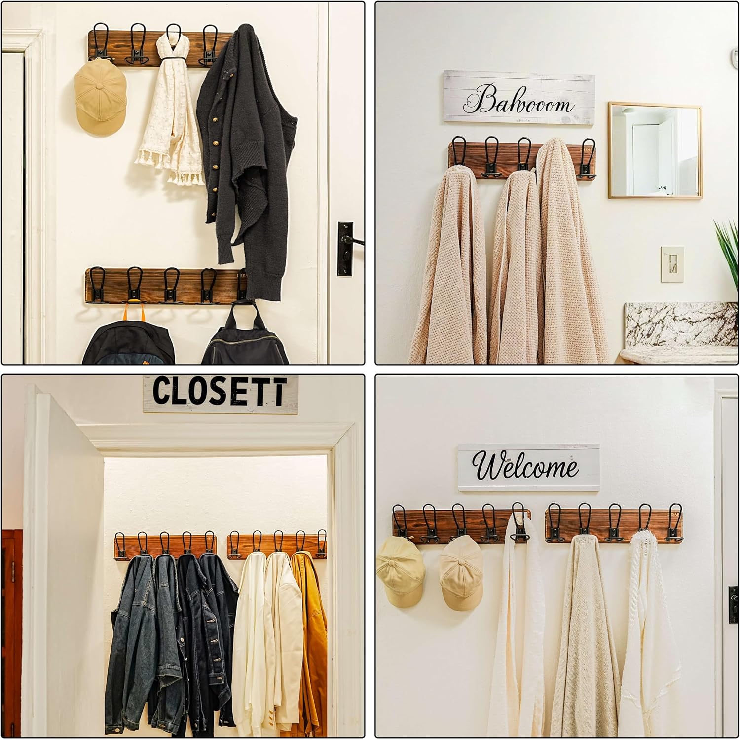 Detalle de Dseap Wall-Mounted Coat Rack, 5 Hooks