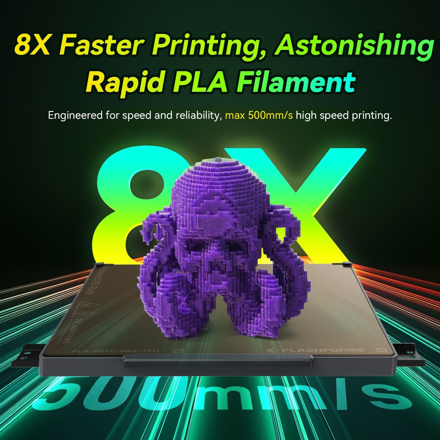 Thumbnail 2 de FLASHFORGE Xmas Series Rapid PLA Filament Aurora Purple — High-Fluidity, High-Speed 3D Printing 1.75mm