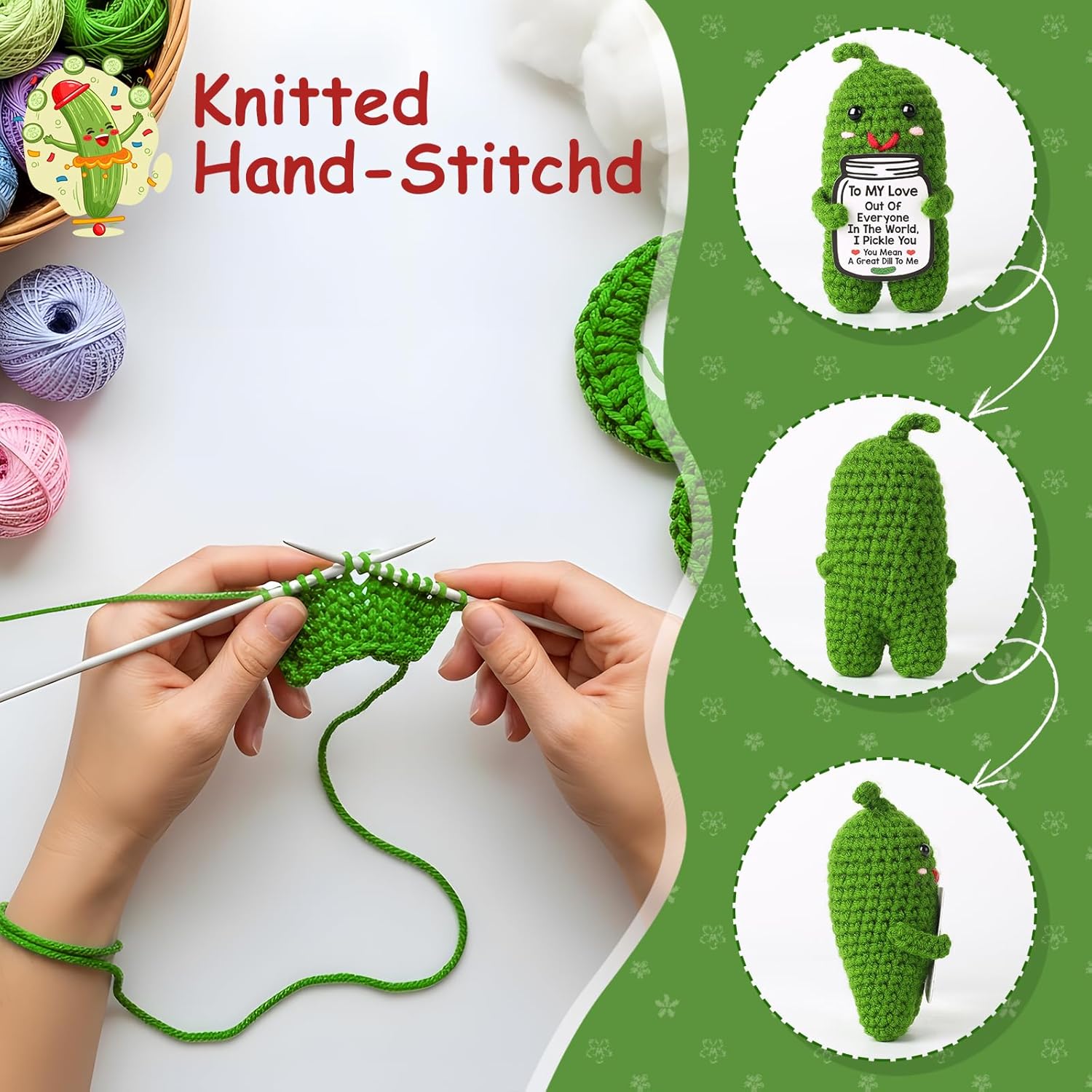 Thumbnail 2 de Crochet Pickle Valentine Gift