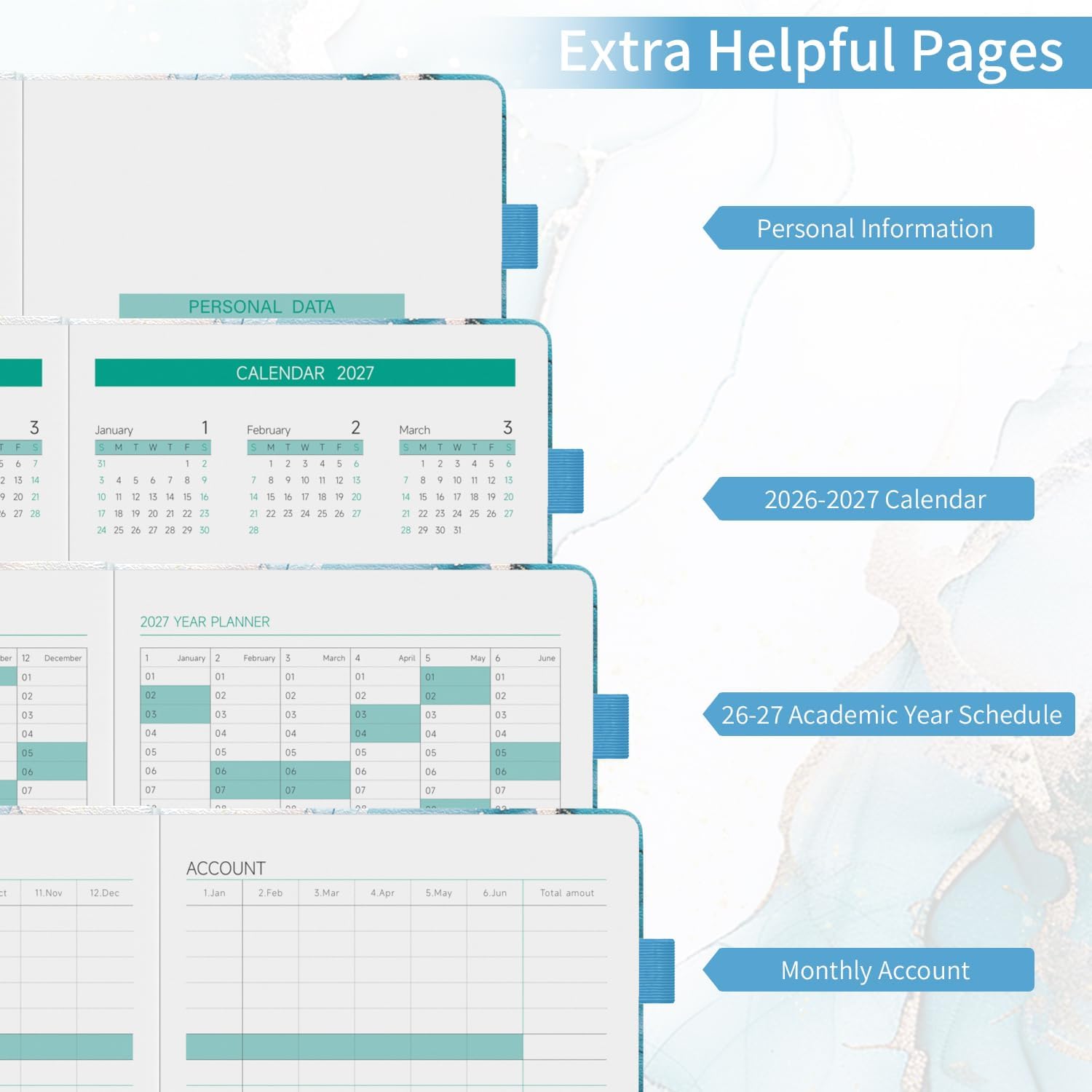 Detalle de Sailingvan Academic Diary 2026-2027: Page A Day A5 (July 2026 – June 2027) with Colourful Tabs