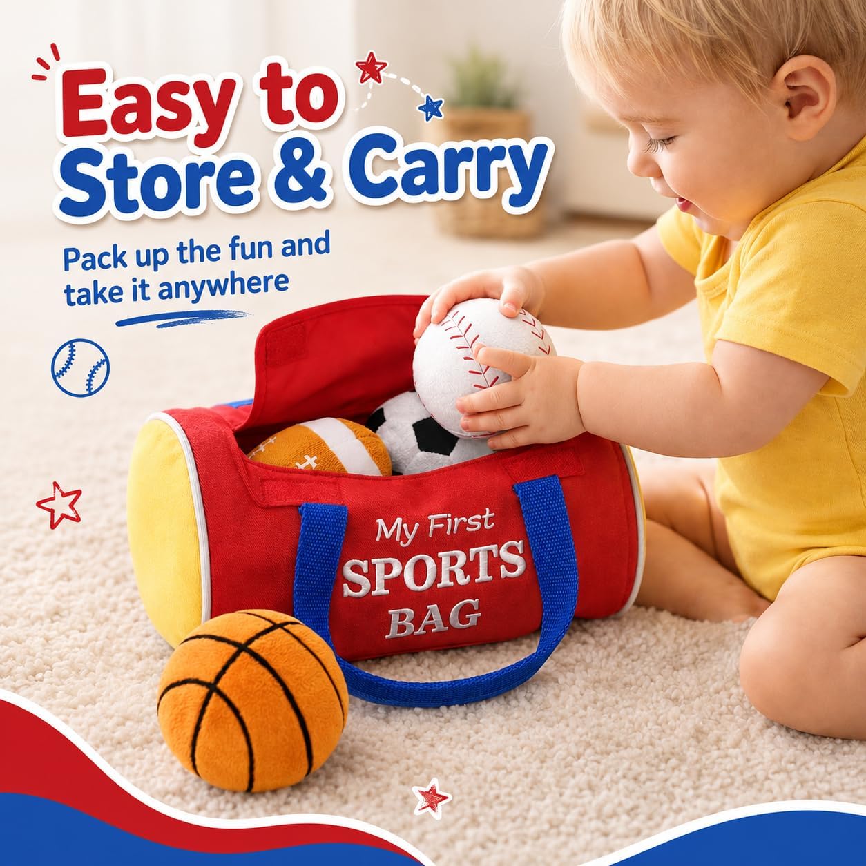 Thumbnail 1 de KMUYSL Baby Toys 0-12 Months: My First Sports Bag Plush Toy