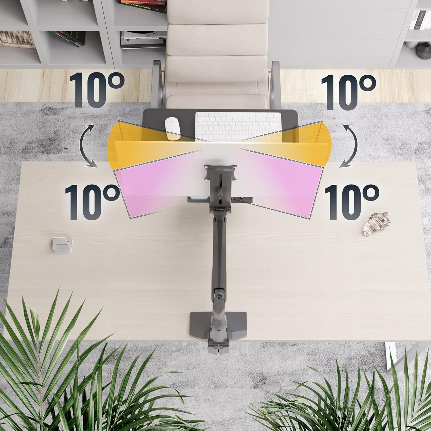 Thumbnail 3 de RICOO Support écran PC TS5411 pour écrans 17 à 32" (43 à 81 cm) avec ressort à gaz, clavier/souris et fixation VESA 75x75