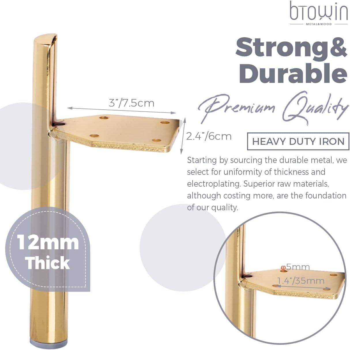 Thumbnail 2 de Btowin Metal Furniture Legs, 6-inch