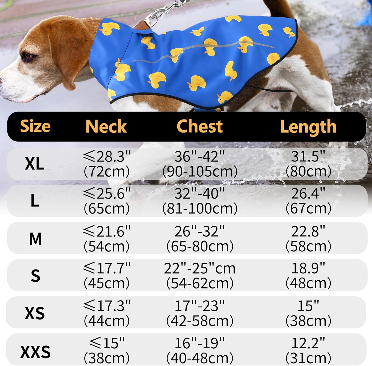 Detalle de Mile High Life Dog Raincoat (Blue Duck, Small): Adjustable Waterproof Jacket for Small Dogs