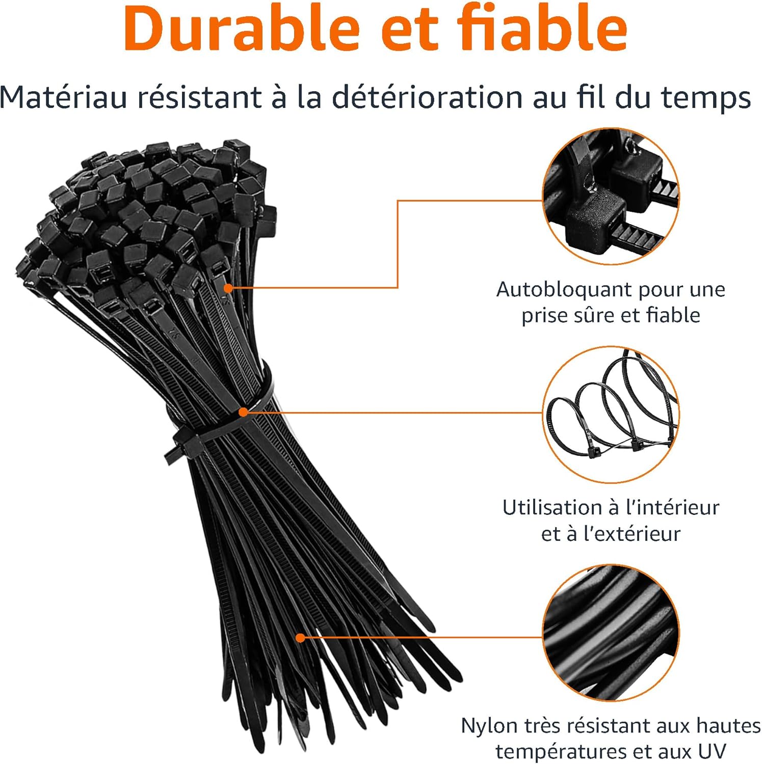 Thumbnail 1 de Amazon Basics Serre-câbles réglables 500 unités