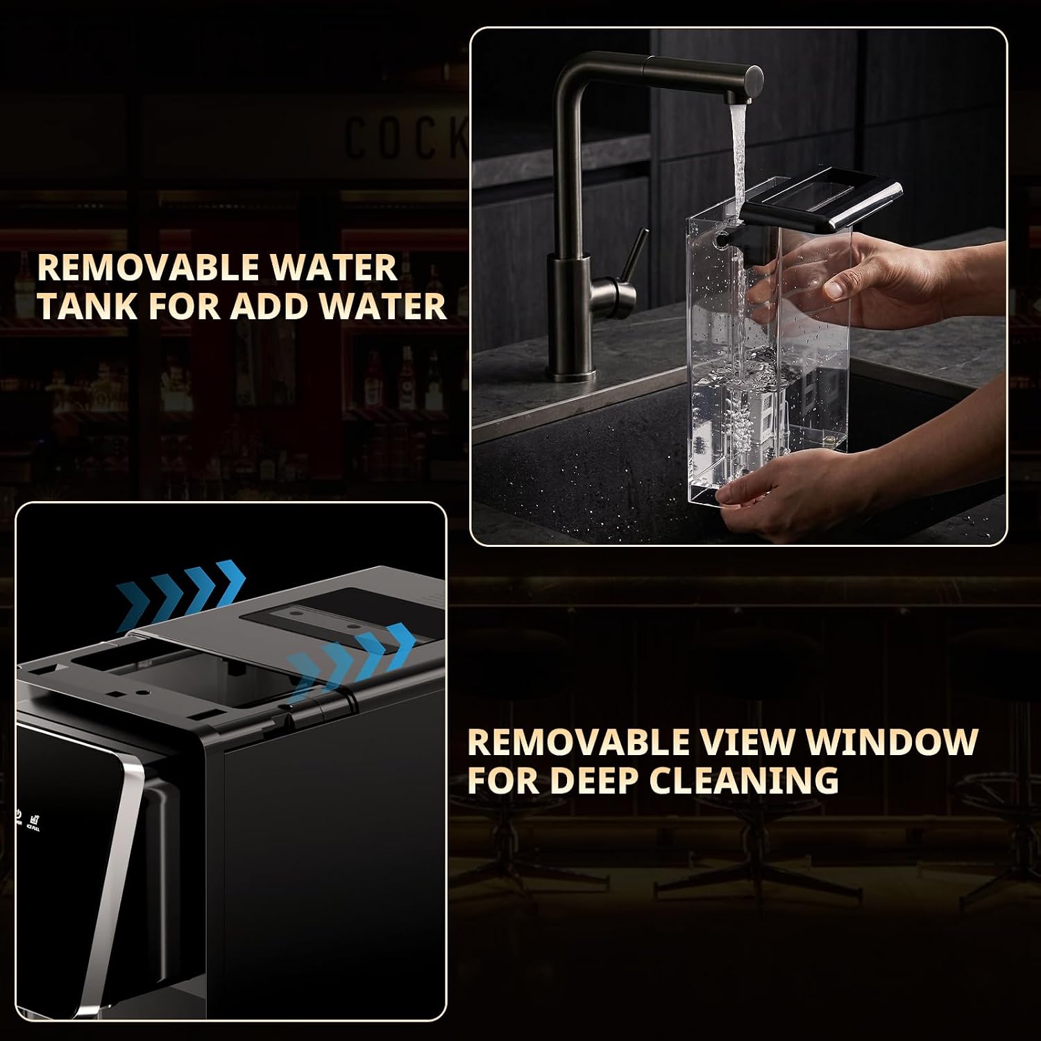 Detalle 2 de COWSAR HZBY-12 2-in-1 Countertop Ice Maker and Cold Water Dispenser