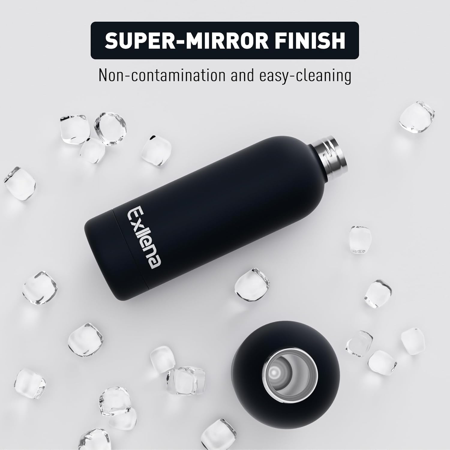 Thumbnail 5 de Exllena 350ml Small Water Bottle with Handle Lid & Carabiner (Double-Wall Vacuum, BPA Free) – Purple