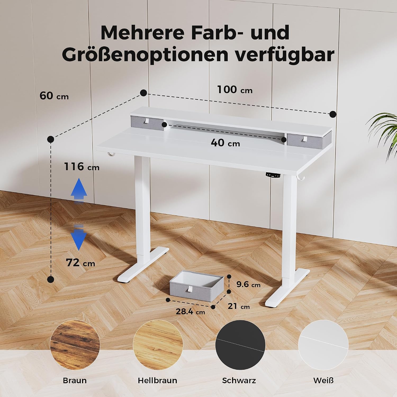 Detalle 2 de Agilestic Höhenverstellbarer Schreibtisch 100×60