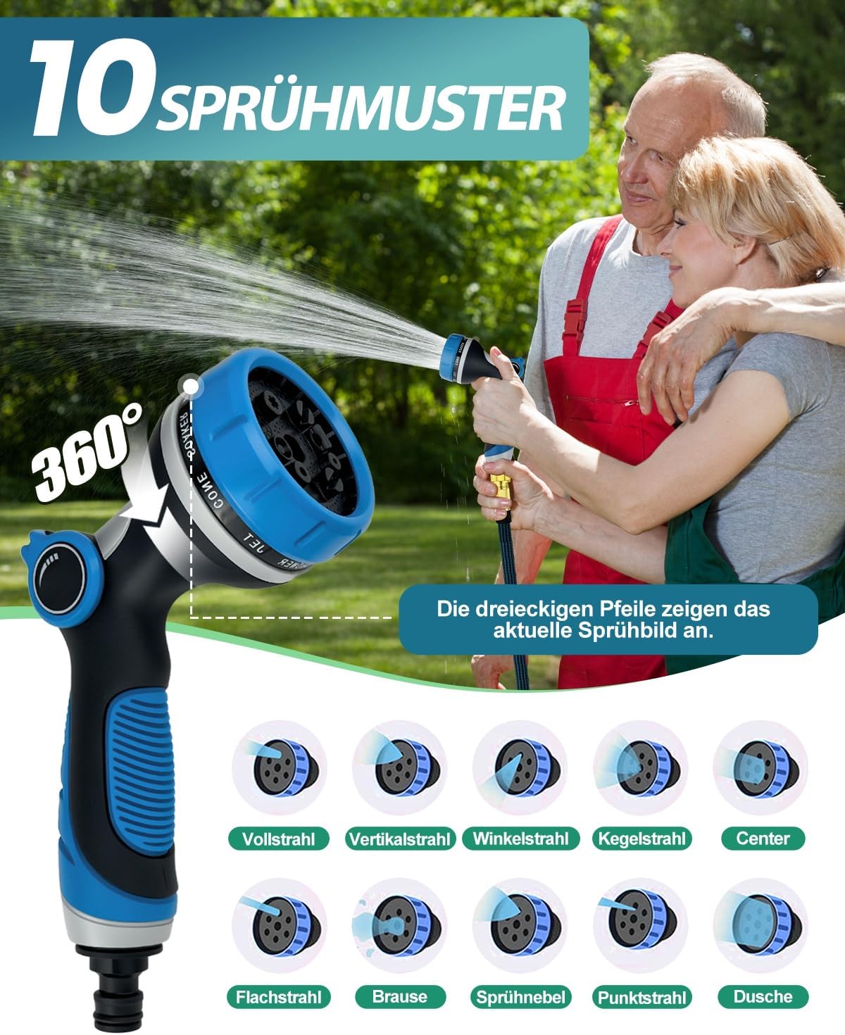 Thumbnail 2 de Zenmos 100FT Expandable Garden Hose Pipe with 10-Function Nozzle (Expandable latex water hose)