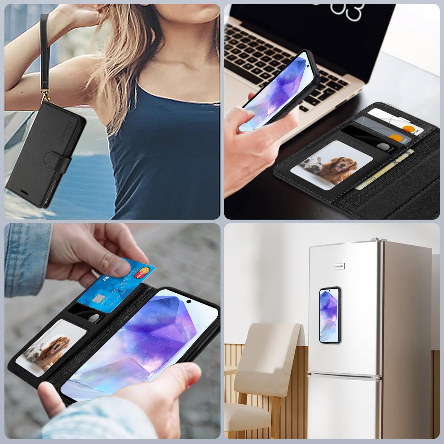 Thumbnail 5 de XTCASE Magnétique Coque 2 en 1 pour Samsung Galaxy A55 5G – Étui portefeuille en PU noir