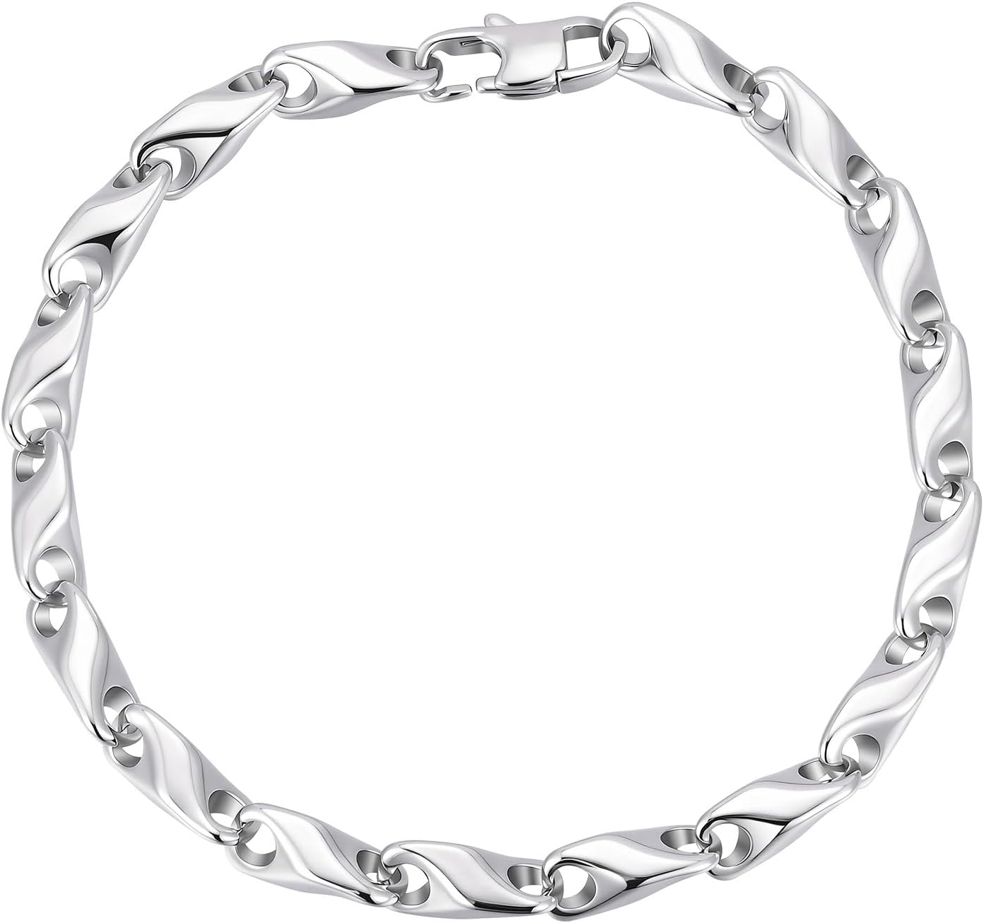 Imagen de XUANPAI Herren-Armband mit Weizenkette (Edelstahl, 4/5 mm), vergoldet / silber / schwarz – Längen 19–23 cm en OfertitasTOP