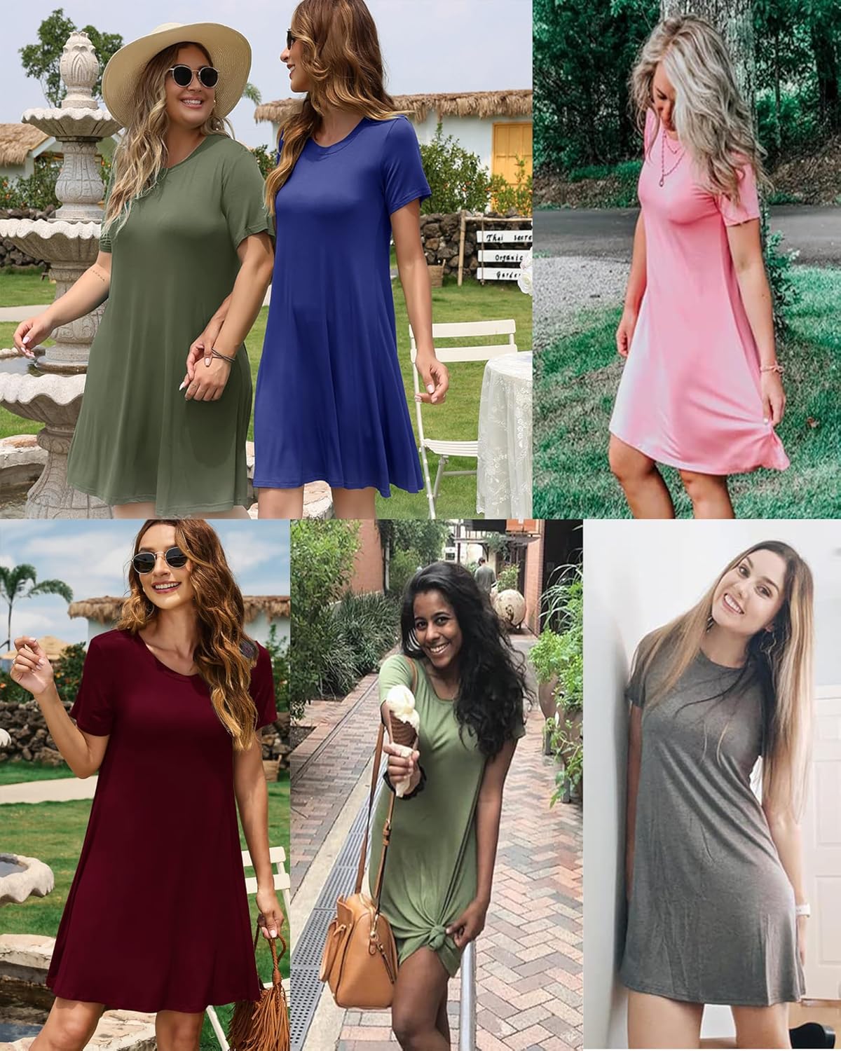 Detalle de MOLORANI Robe d'été pour Femme – Robe t-shirt décontractée, manches courtes, plage et bureau