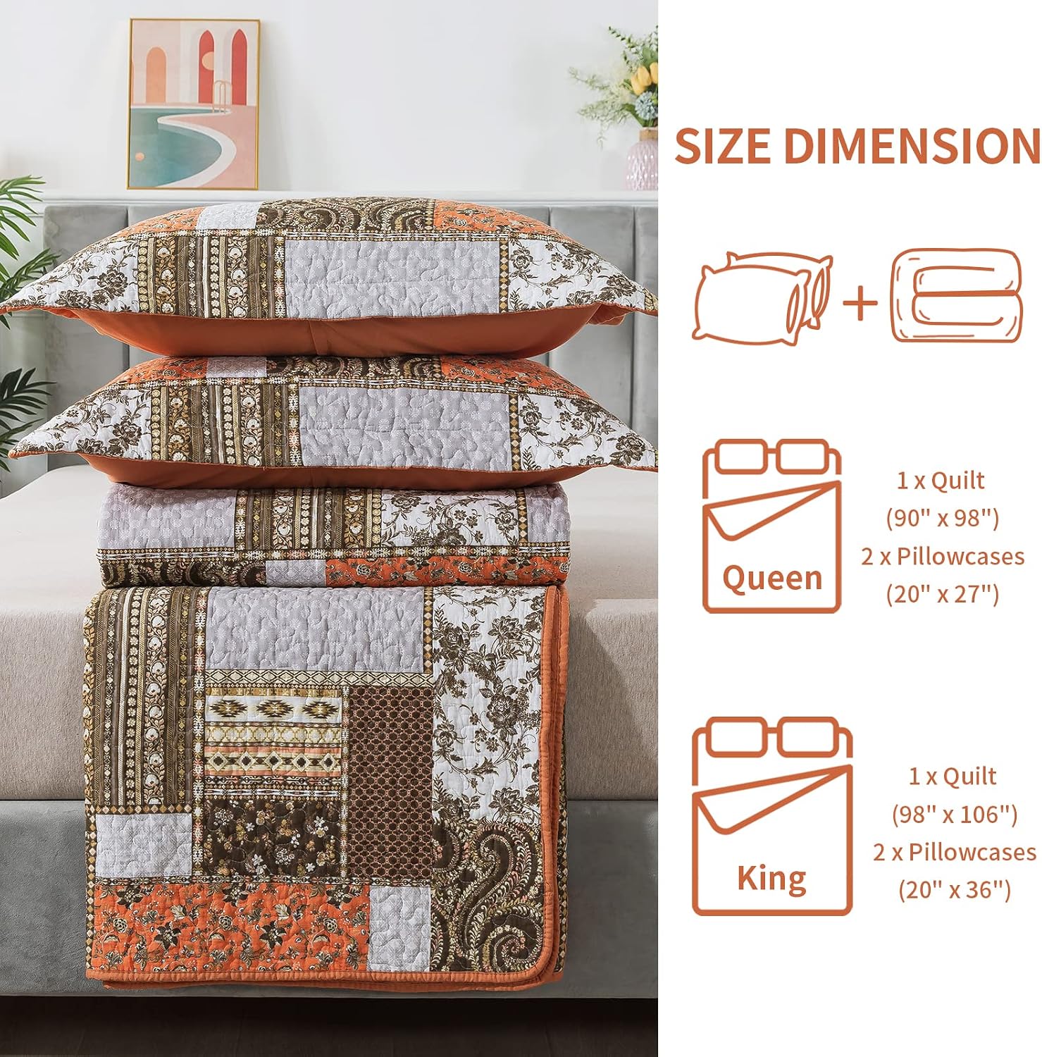Detalle 2 de BEDIFANY California King Quilt, 100% Cotton