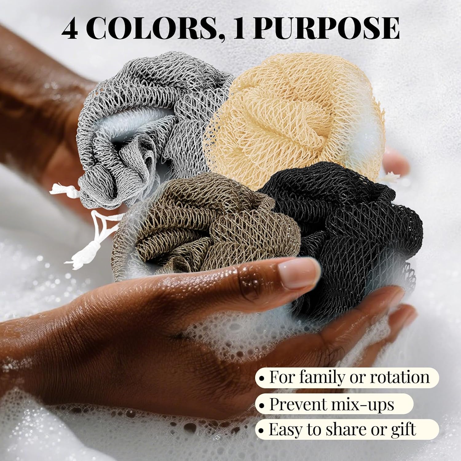 Thumbnail 6 de Zeefpod African Net Sponge, 4-Pack, 42-Inch Nylon Body Exfoliators