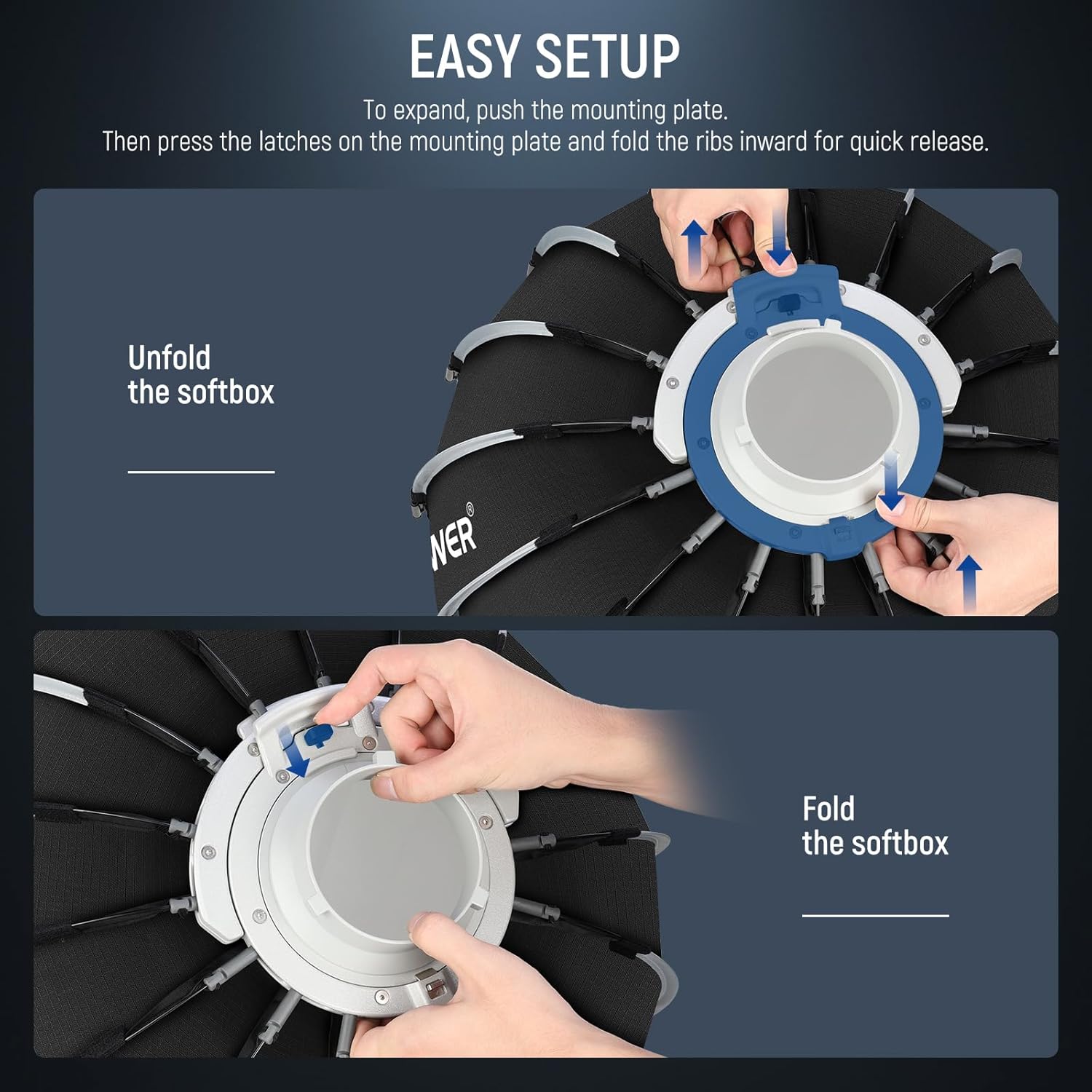 Thumbnail 1 de NEEWER Parabol Softbox-Set 35,4" (90 cm) mit Bowens-Mount und Diffusoren
