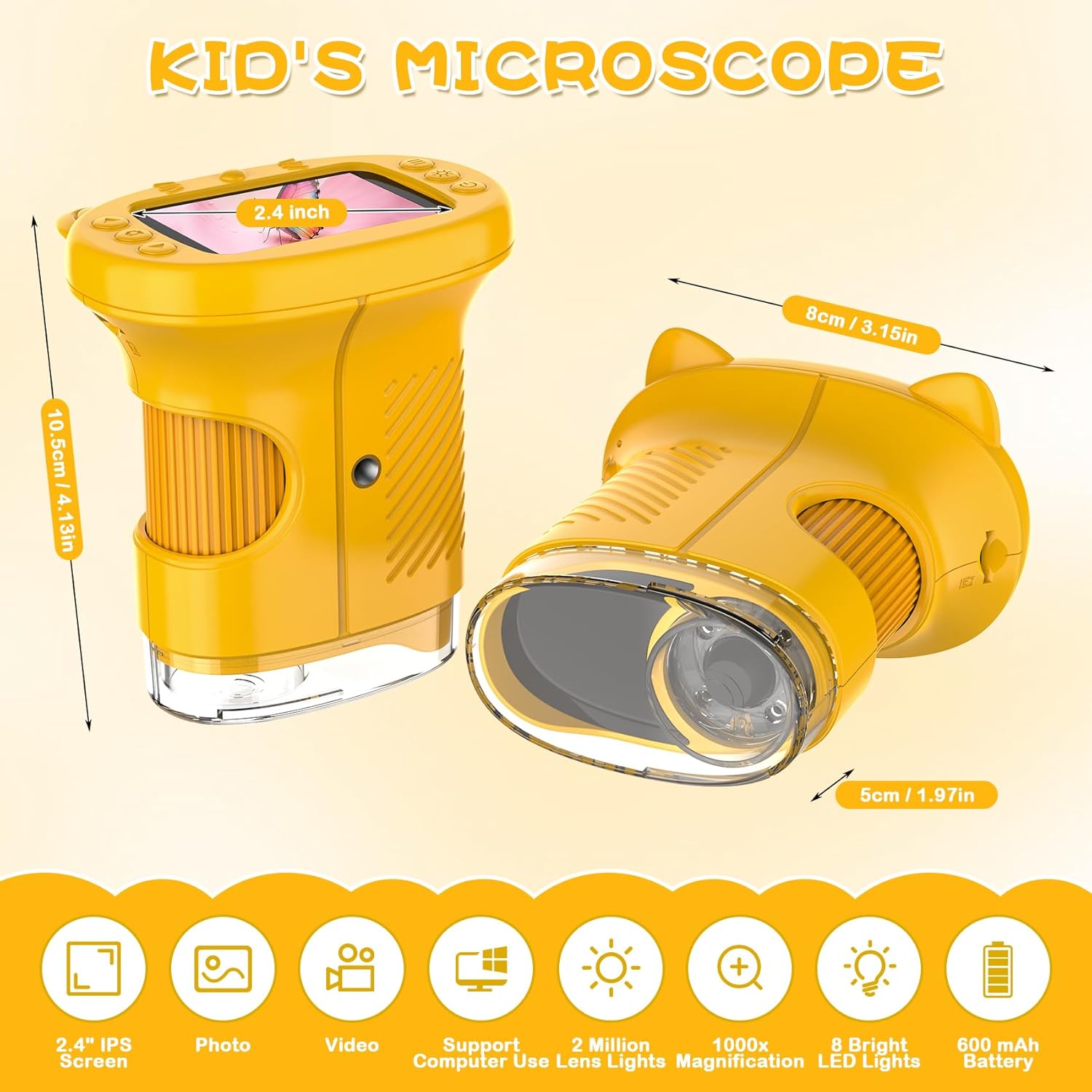 Thumbnail 1 de Misilmp microscopio digitale tascabile per bambini con zoom 1000X, schermo IPS da 2,4” e fotocamera