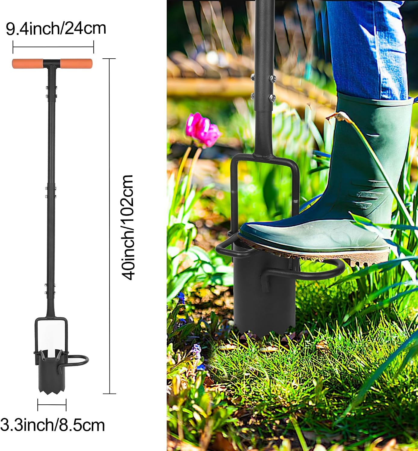 Thumbnail 1 de BARAYSTUS Bulb Planter Tool 5 in 1: una piantatrice da giardino a stelo lungo in acciaio al carbonio