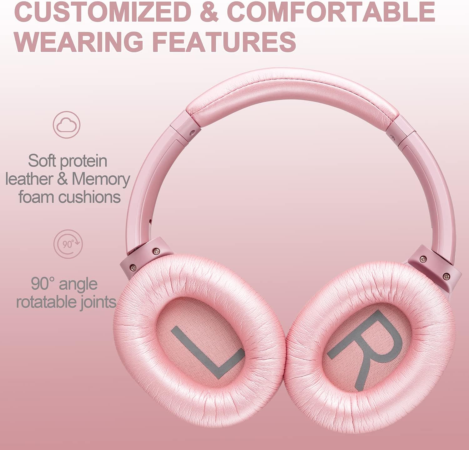 Detalle de ZIHNIC Active Noise Cancelling Headphones (Rose Gold) — 40H Wireless ANC Headset