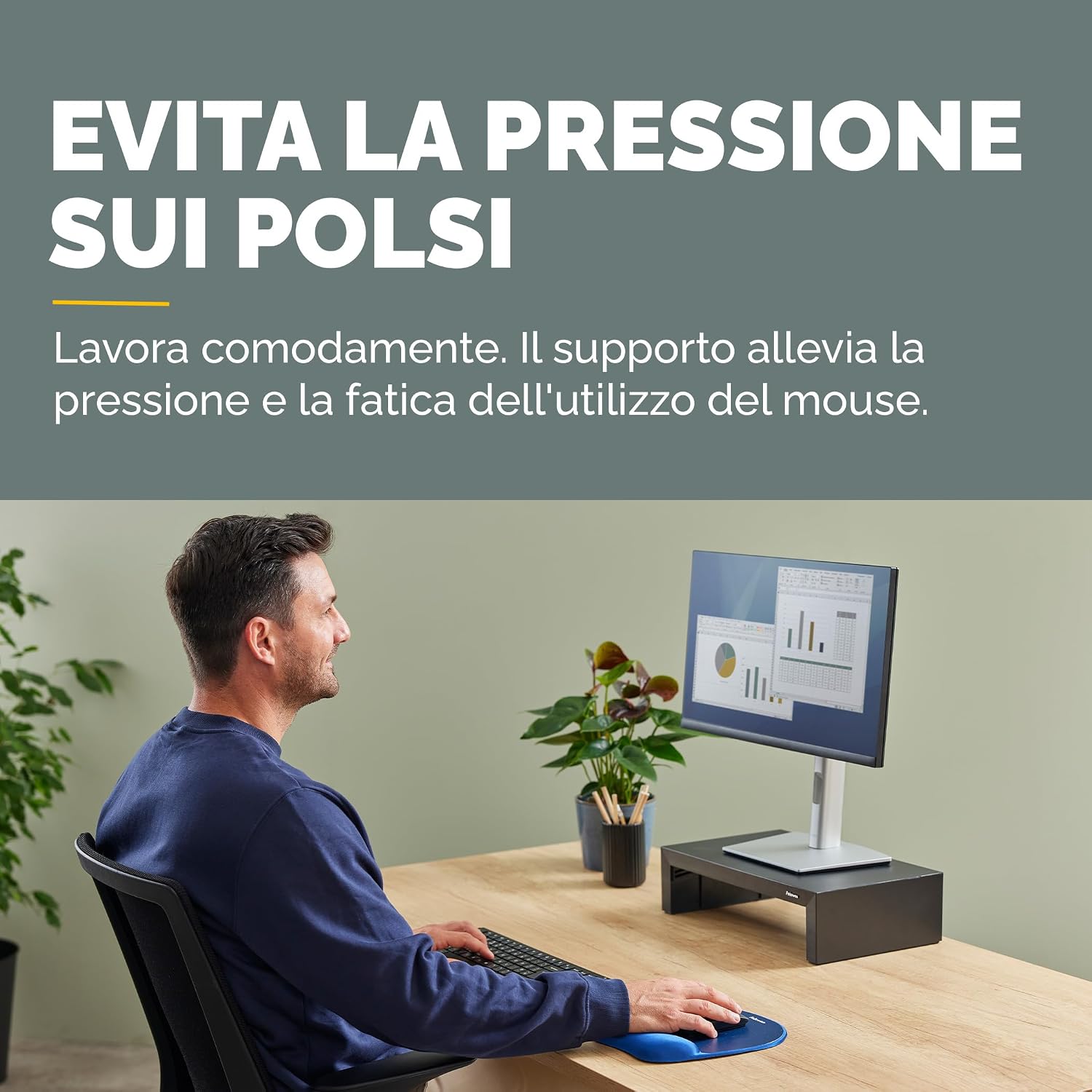 Thumbnail 1 de Fellowes Tappetino Mouse Everyday con supporto per il polso – Ergonomico e durevole