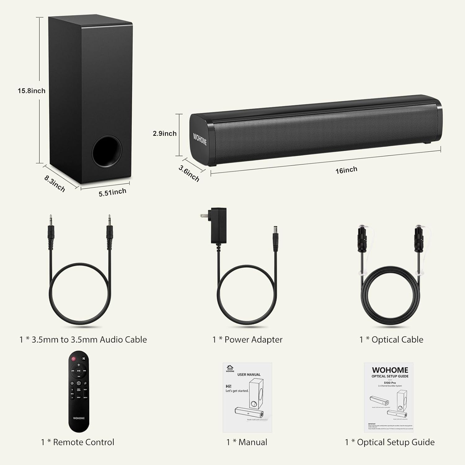 Thumbnail 5 de Wohome Sound Bar 2.1 Channel Bluetooth 5.3