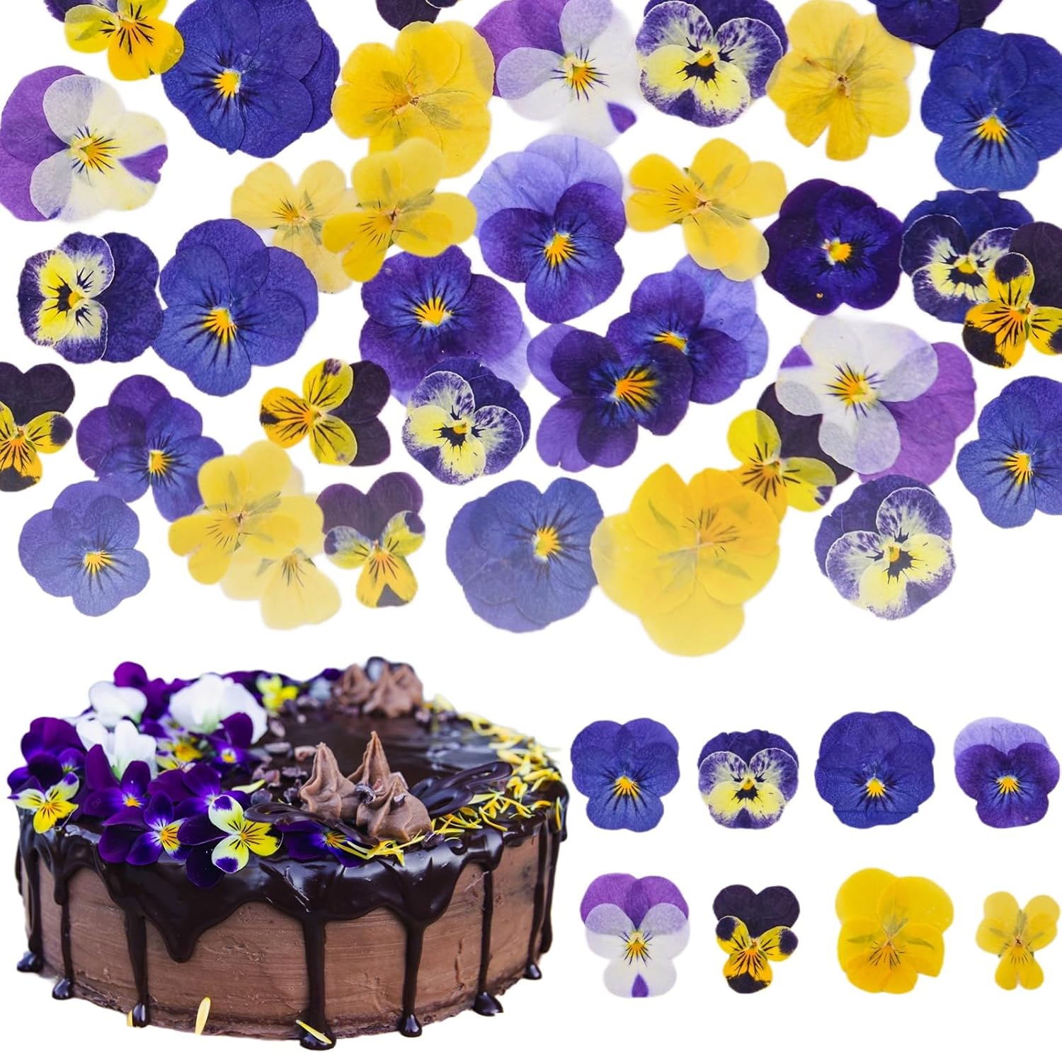 Detalle de Celblisora 40 Stück – Natürlich getrocknete, gepresste Blumen für Kuchenaufleger und DIY-Projekte