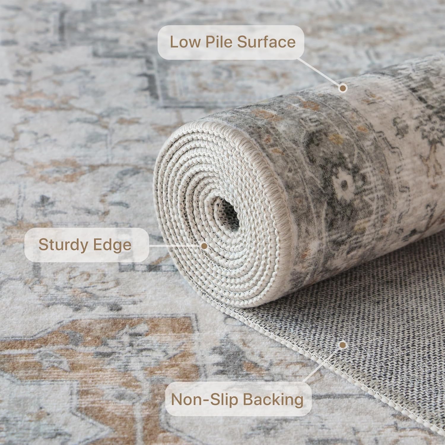 Thumbnail 4 de GENIMO 5 x 7 ft washable non-slip area rug 🏡