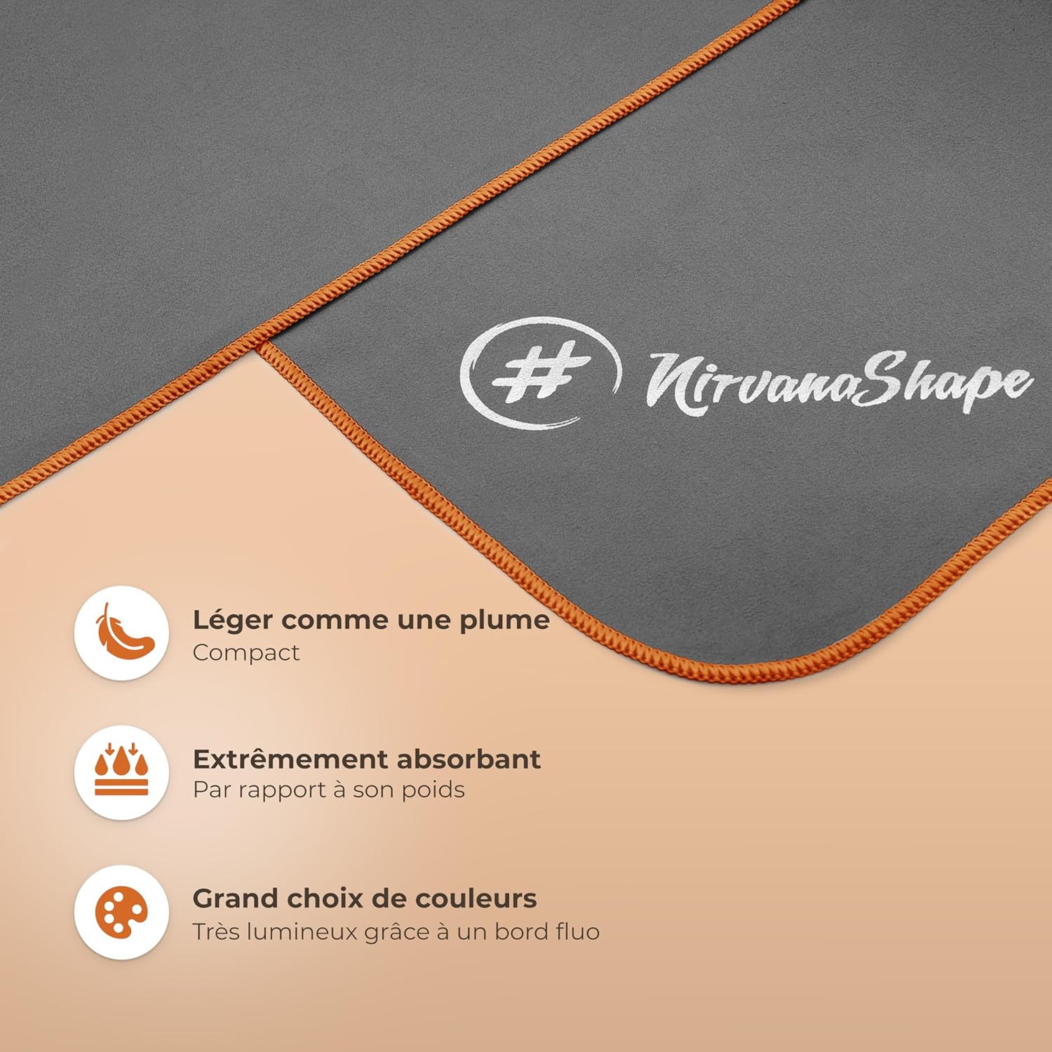 Detalle de NirvanaShape Serviette Microfibre – Séchage rapide et légère pour sport et voyage