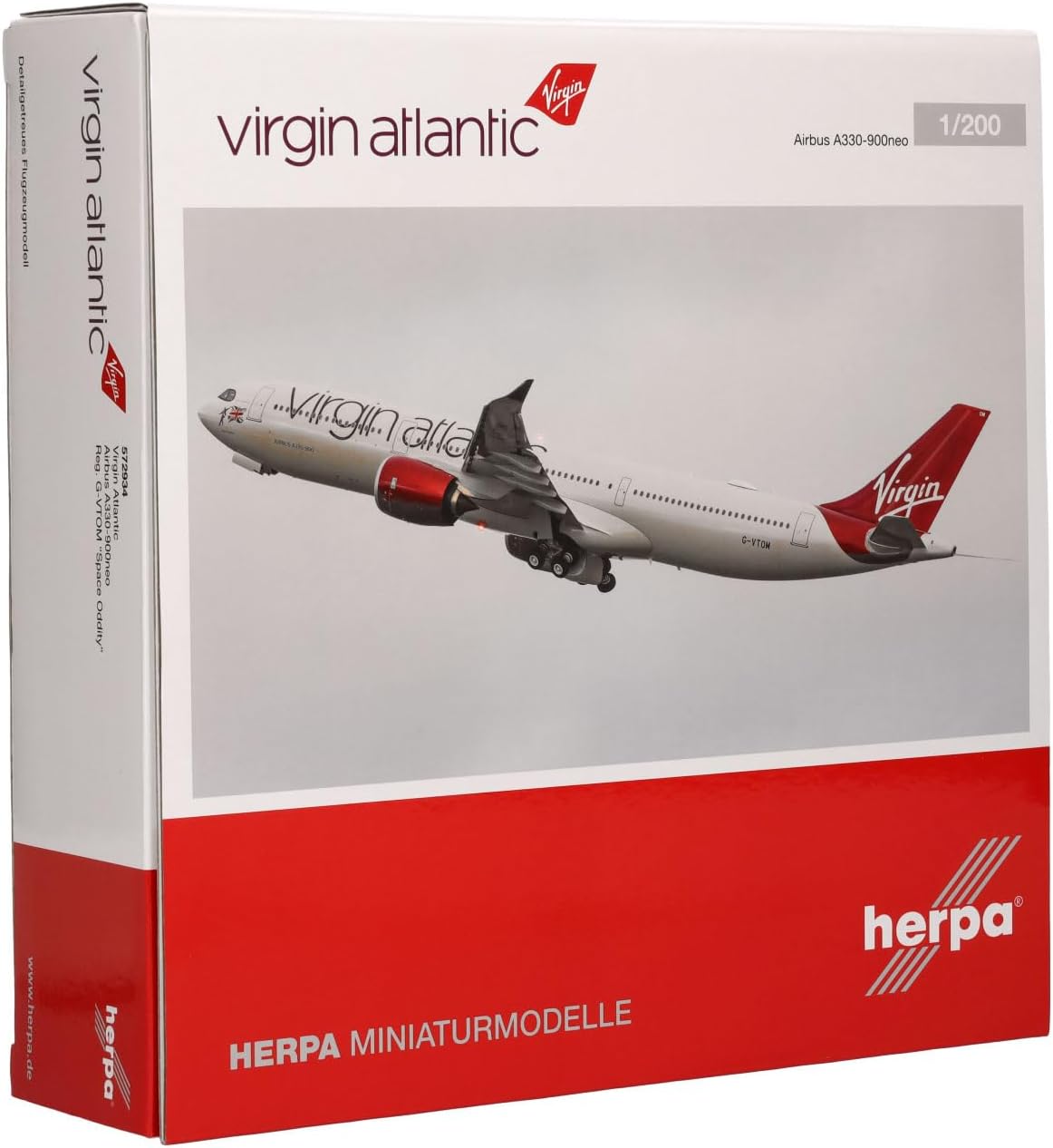 Detalle de Herpa 572934 Virgin Atlantic Airbus A330-900neo, model samolotu 1:200