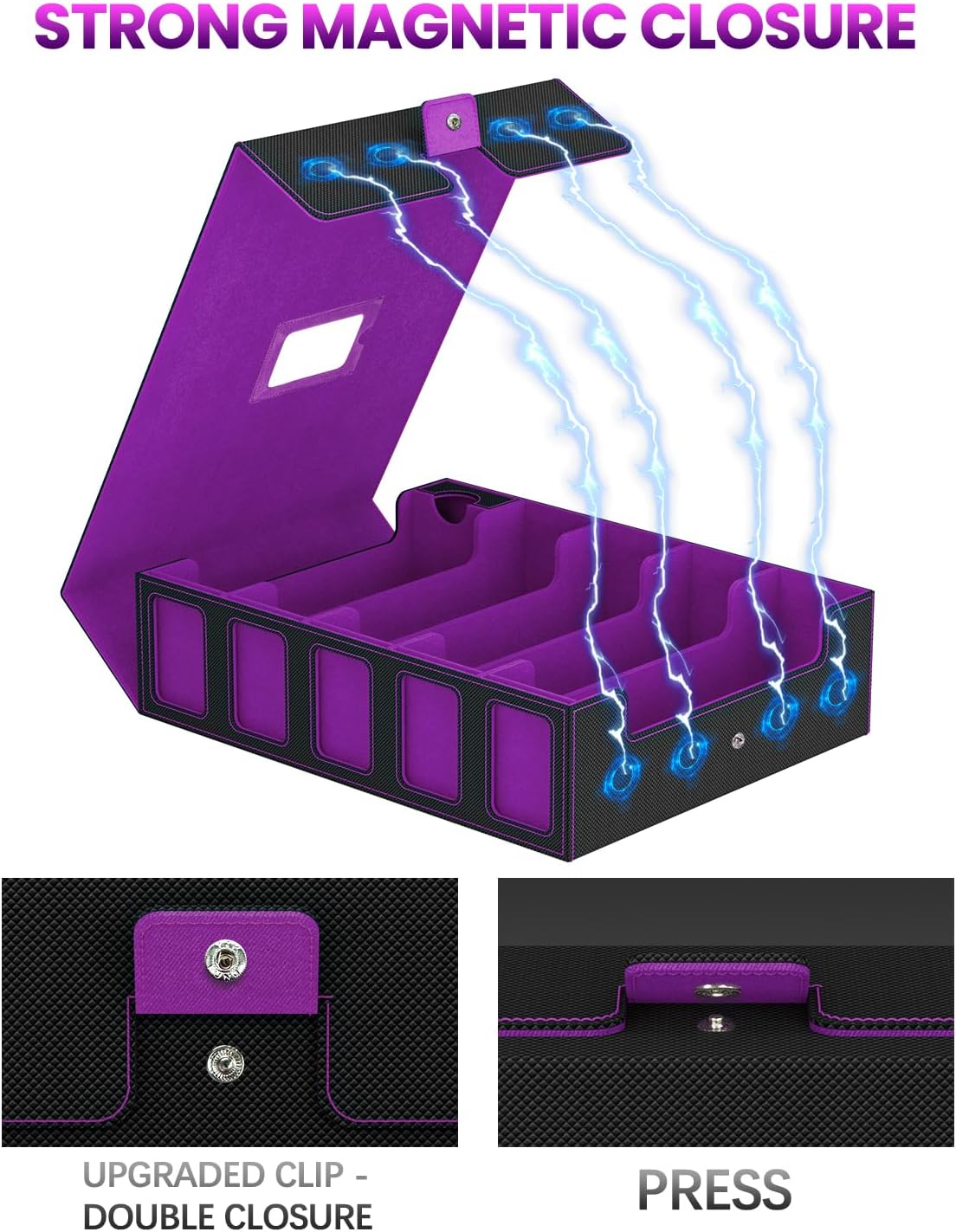 Thumbnail 3 de Trading Card Storage Box: 5-Row Deck Case with Commander Display, Handle, and 4200+ Card Capacity
