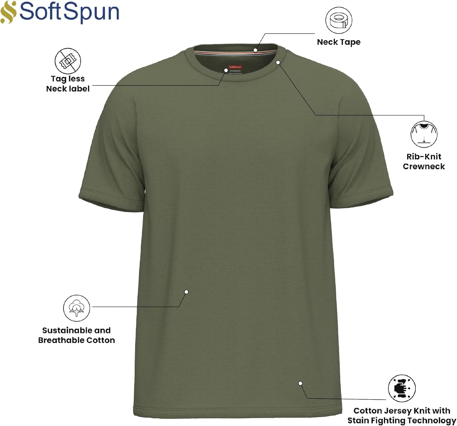 Thumbnail 5 de SoftSpun 6 Pack: UK 100% Cotton T Shirts for Men