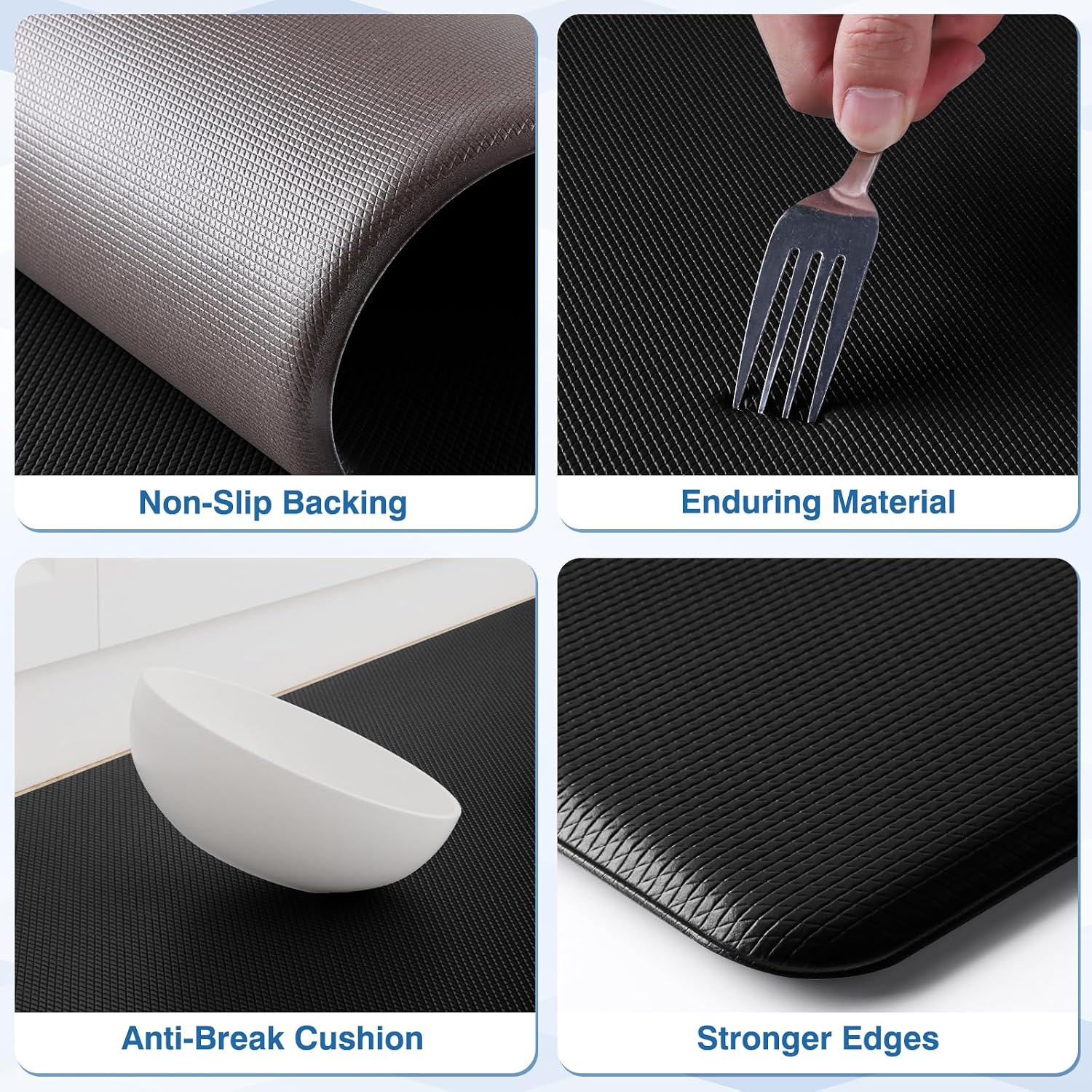 Detalle de StepRite MPNST0003-076120BL 2-Piece Anti-Fatigue Kitchen Mats, Black PVC