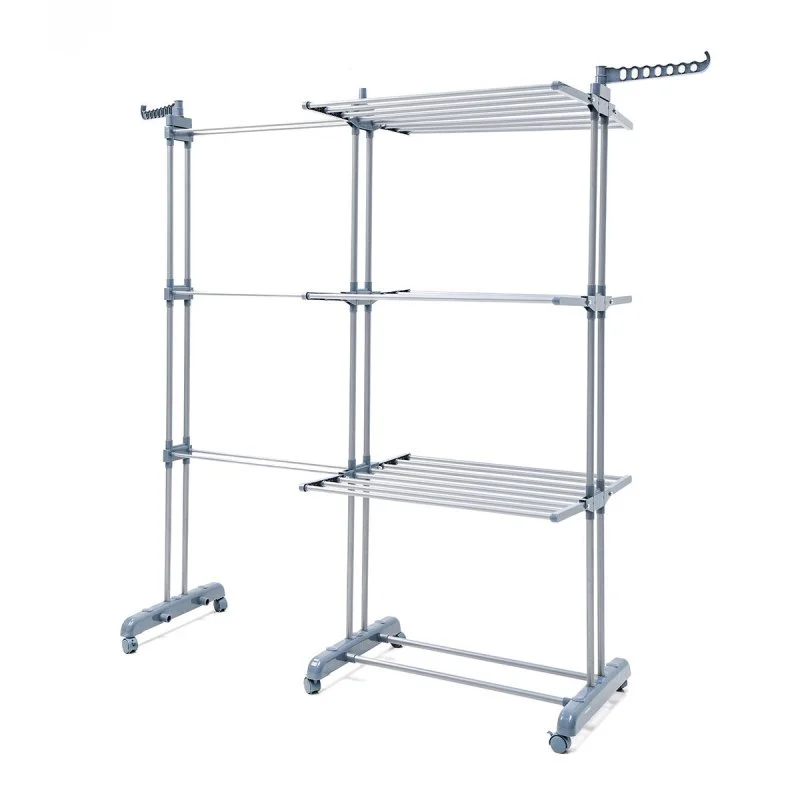 Detalle de Innovagoods Dolver XL: tendedero plegable vertical extensible con ruedas (141 x 179 x 65 cm) – 22 m de tendido