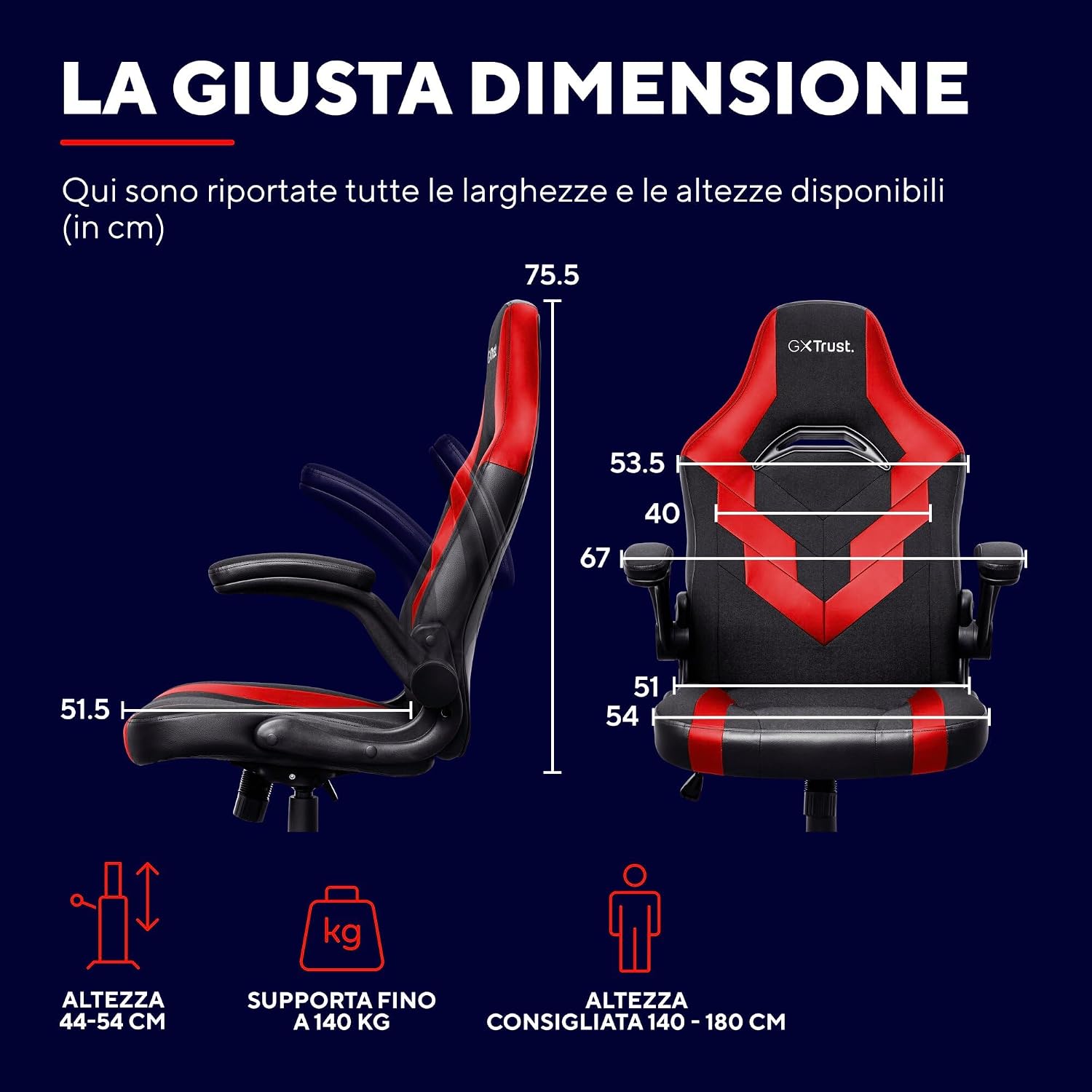 Detalle de GXTrust 1703 Yezz Sedia Gaming 140 kg
