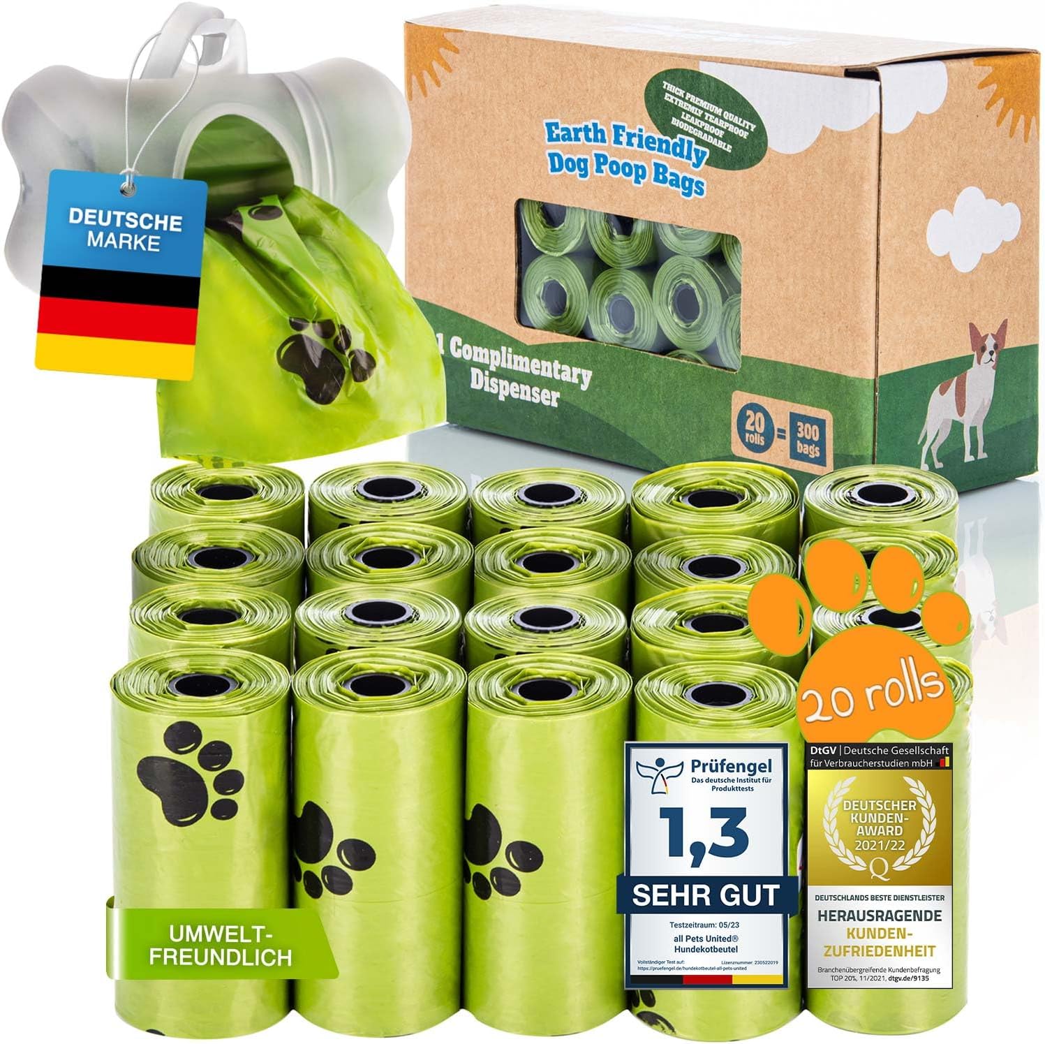 Thumbnail 6 de BI0 Hundekotbeutel mit Spender – Kompostierbare Beutel, 300 Stück inklusive Spender und Leinenclip