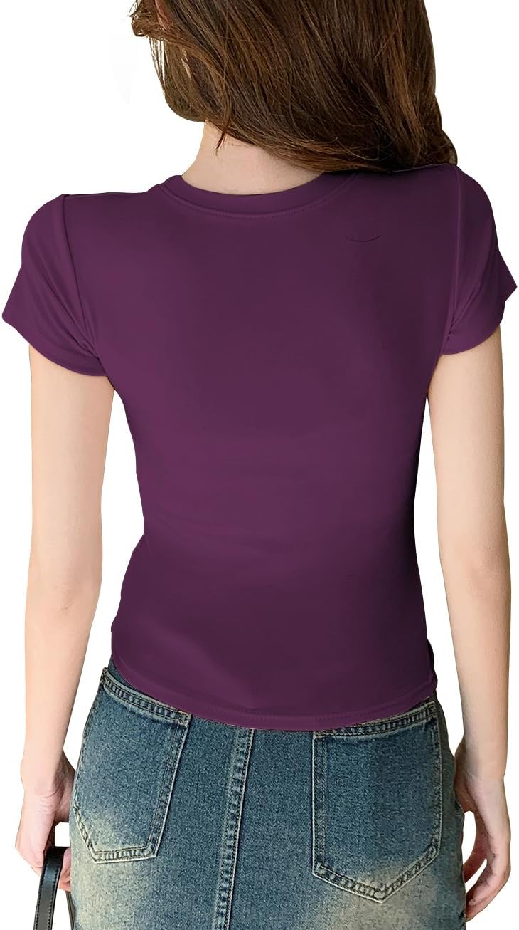 Detalle 2 de JEROZIYANT Women's Basic Crop T-Shirt