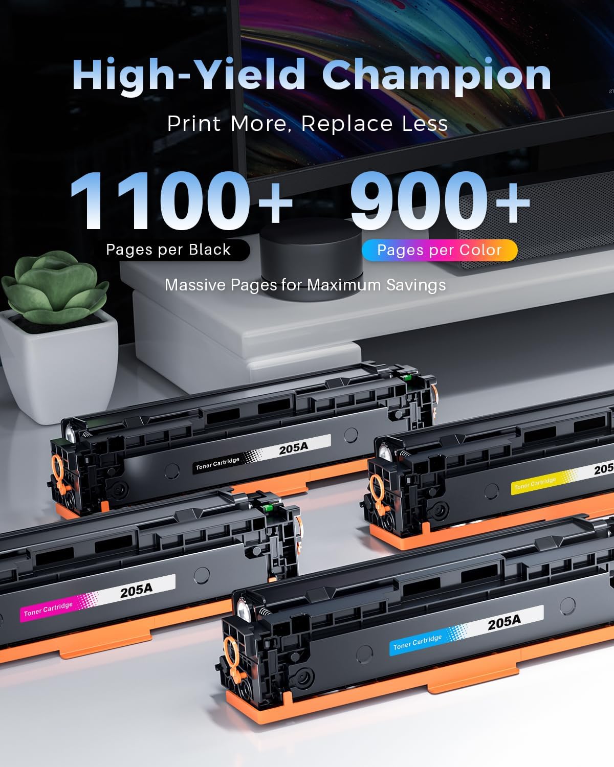 Thumbnail 2 de Pack de 4 cartouches Kuva 205A (CF530A) compatibles : noir + cyan + jaune + magenta pour HP Color LaserJet Pro