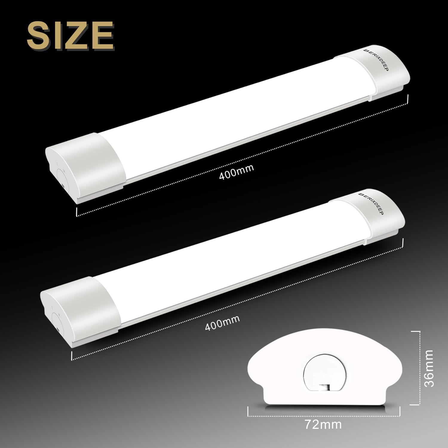 Detalle de LED Batten Lights 2 Pack 1.3ft IP65