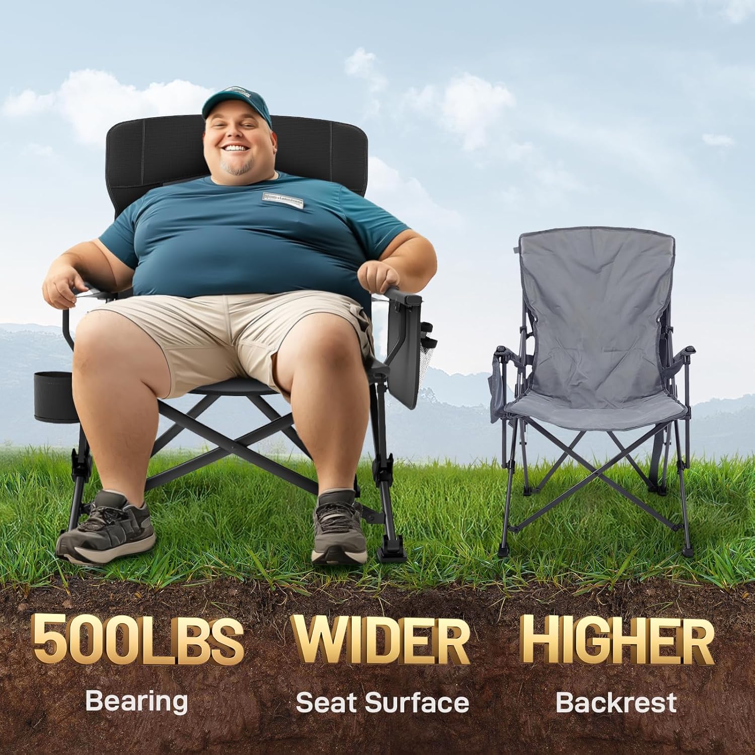 Detalle de EVER ADVANCED Oversized Folding Camping Chair 230kg