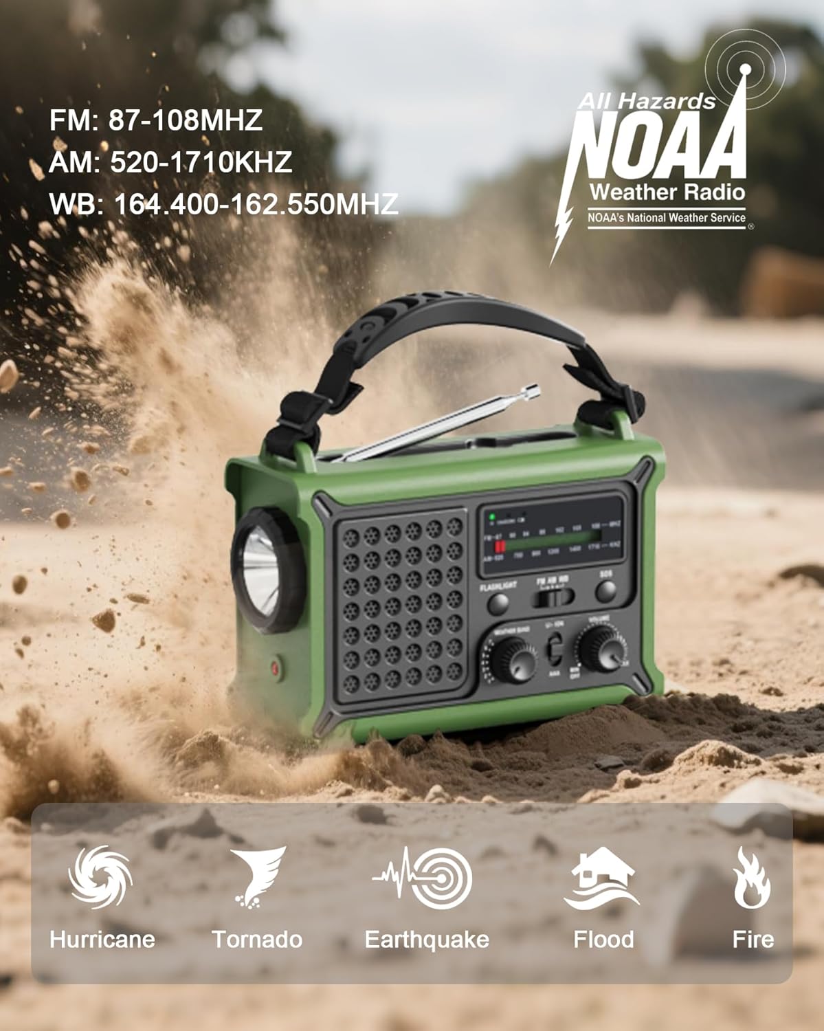 Thumbnail 6 de Emergency Weather Radio with Large Solar Panel, Hand Crank & 12,000mAh Battery (AM/FM/NOAA)