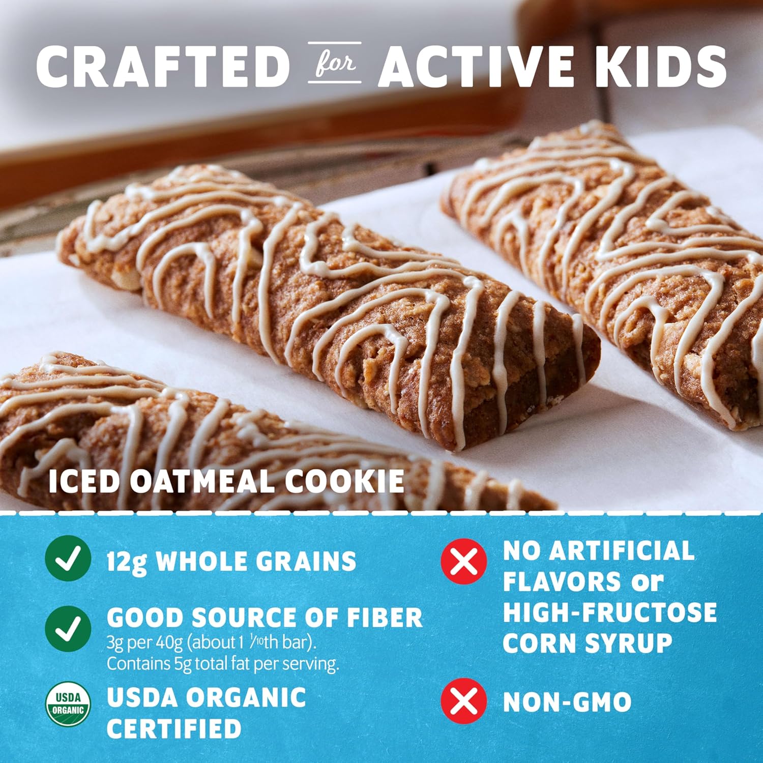 Detalle de CLIF Kid Zbar Iced Oatmeal Cookie Organic Soft-Baked Snack Bars, 24 Pack