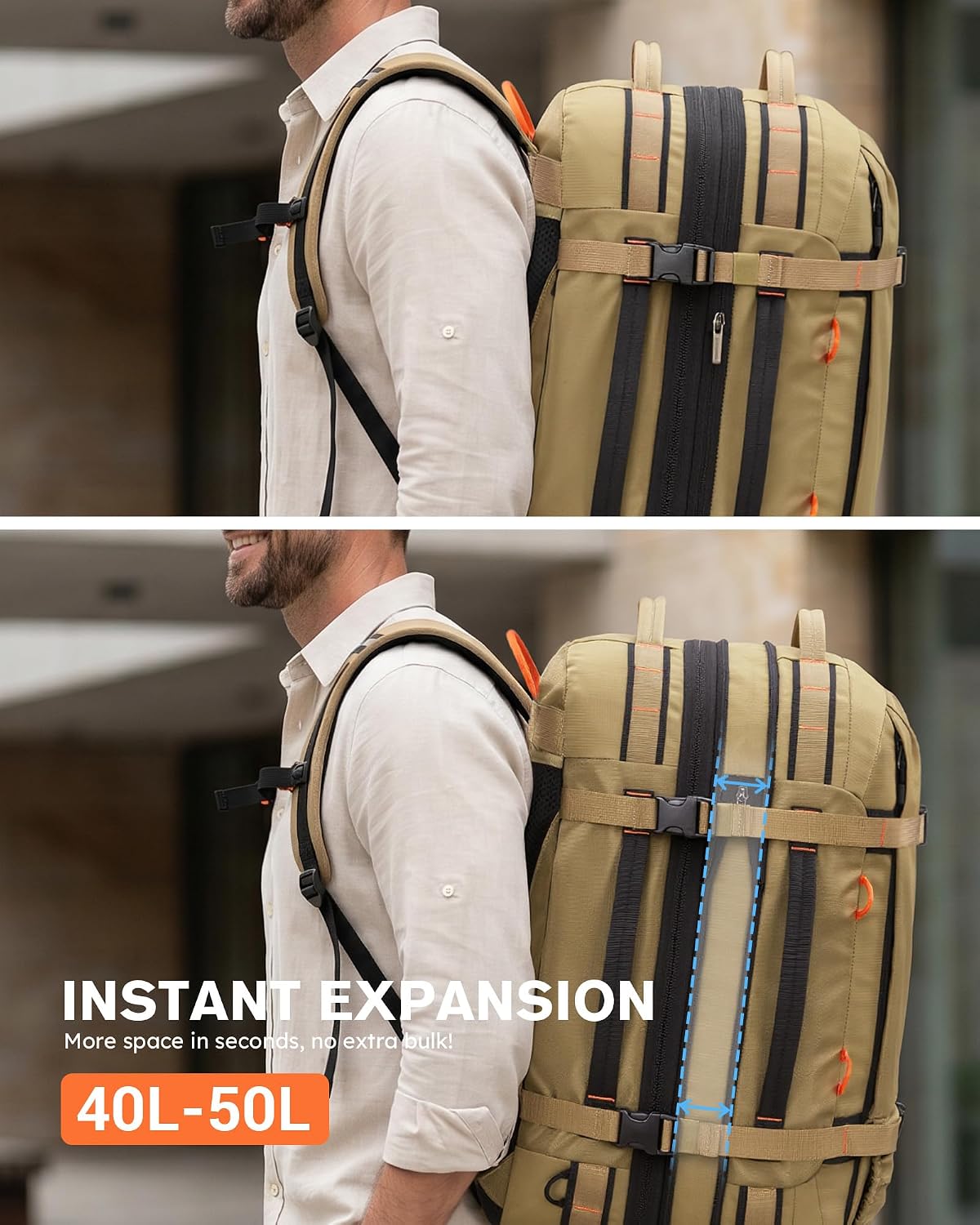 Thumbnail 4 de Tolaccea Travel Backpack 40-50L: Expandable Carry-On with Wet/Dry Compartment for 15.6" Laptop