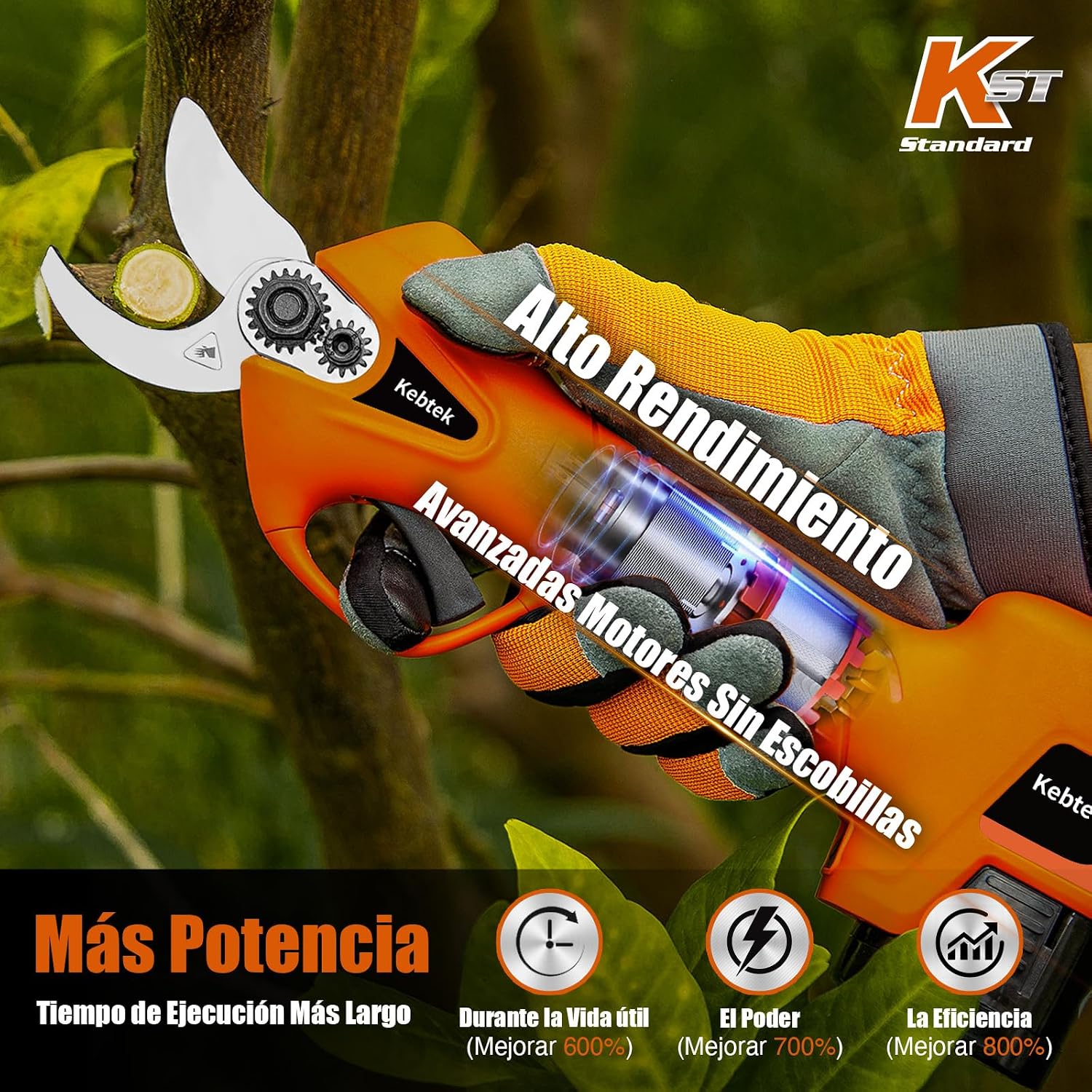 Detalle 2 de Kebtek Tijeras de Podar Eléctricas Profesionales ⚡ 25mm