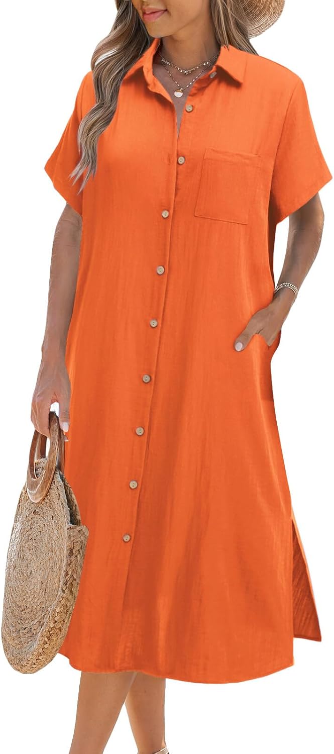 Thumbnail 6 de Zeagoo Women Dresses Summer Casual Button-Down Shirt Dress with Pockets (Beach Cover Up)